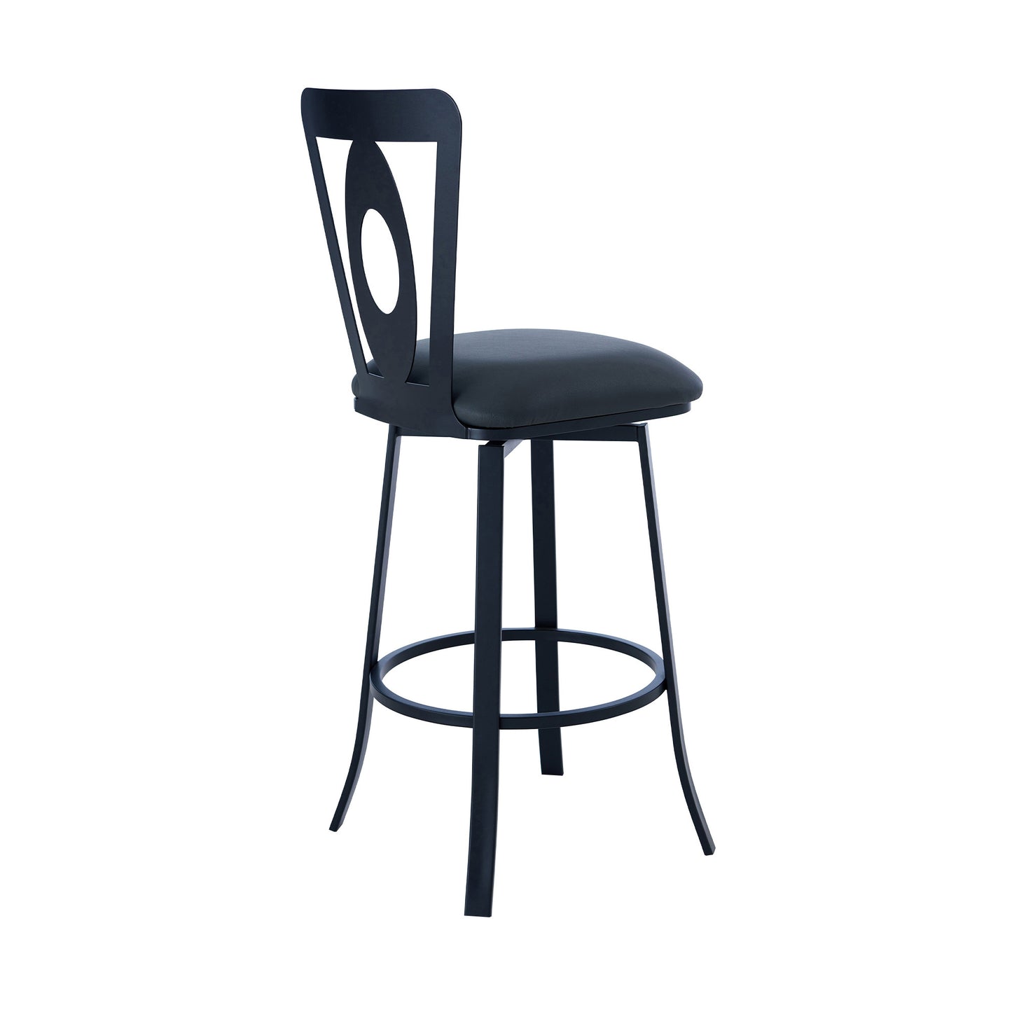 46" Gray Faux Leather And Iron Swivel Bar Height Chair