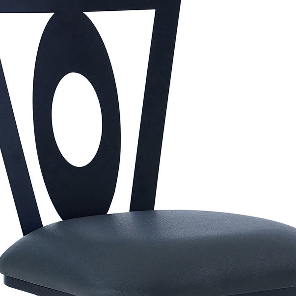 46" Gray Faux Leather And Iron Swivel Bar Height Chair