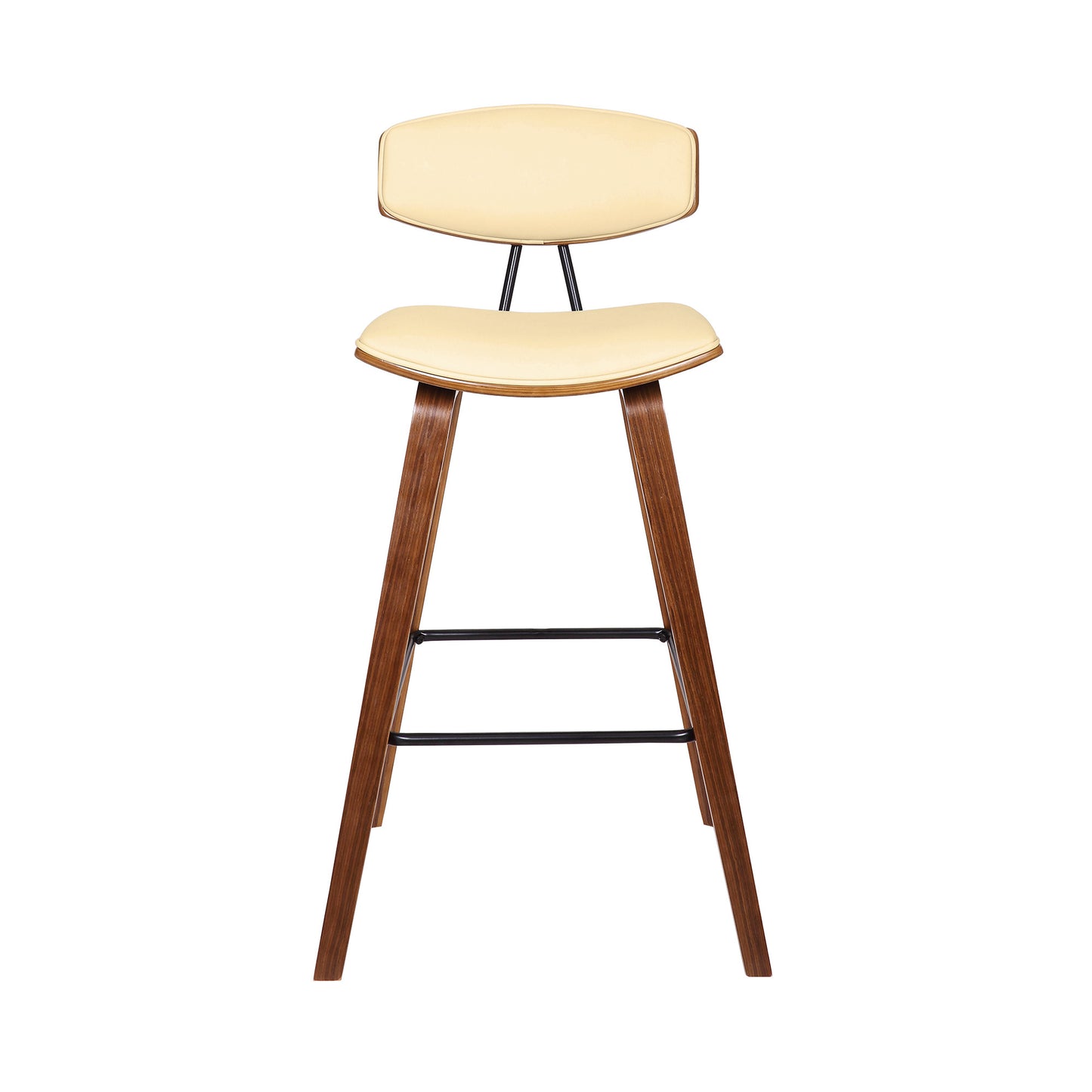 38" Cream And Brown Iron Low Back Bar Height Chair With Footrest