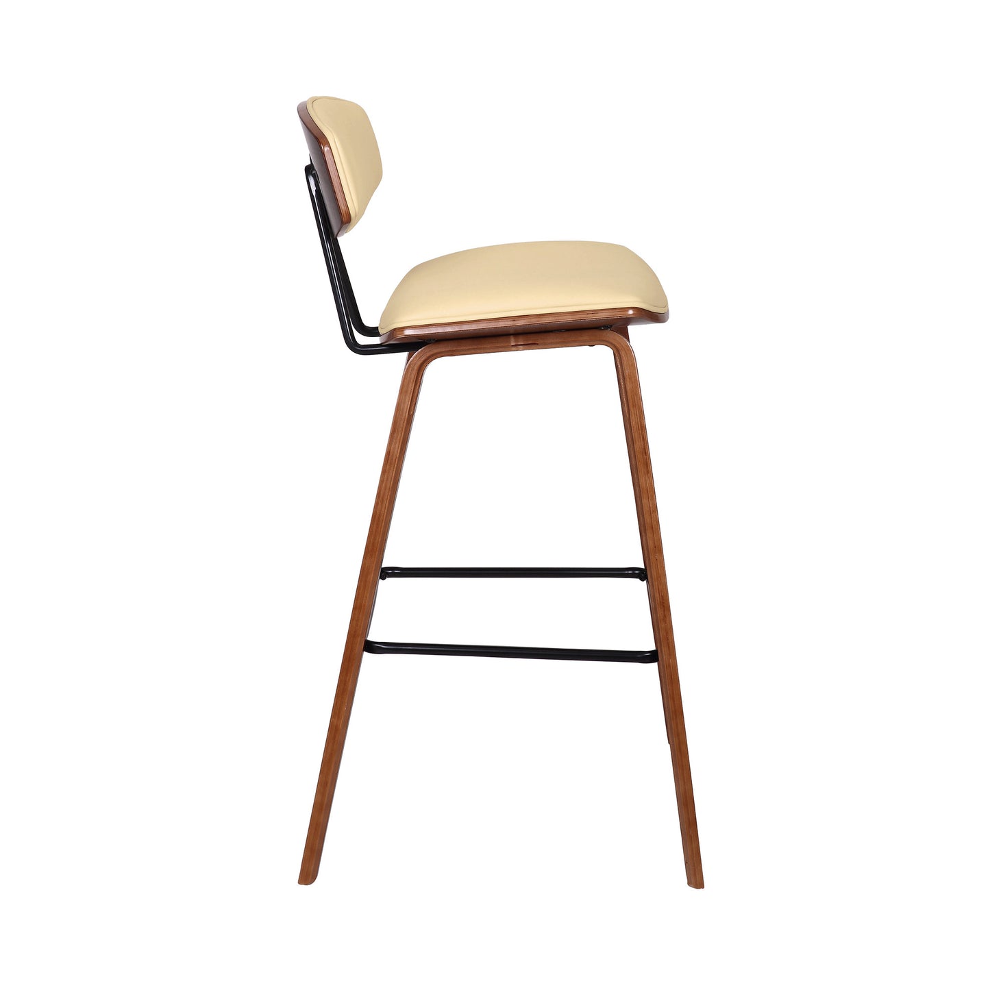 38" Cream And Brown Iron Low Back Bar Height Chair With Footrest