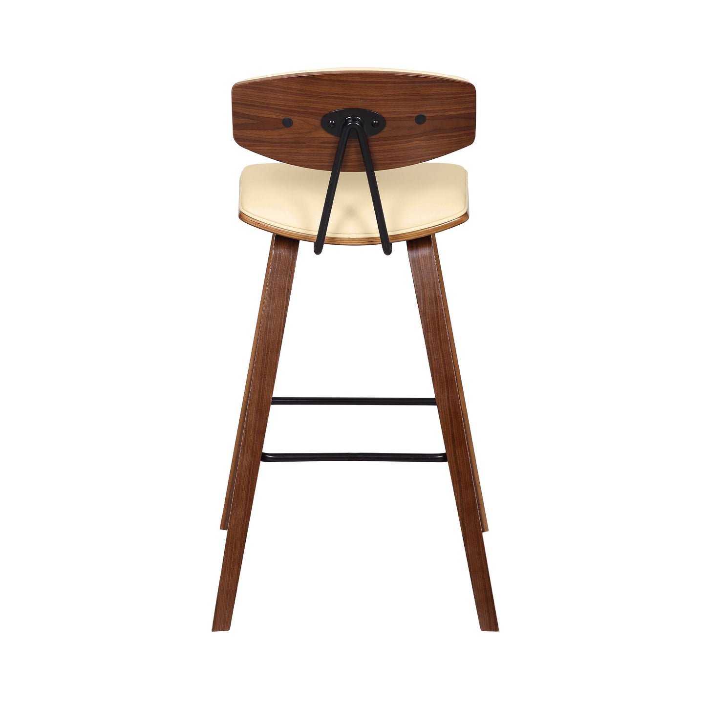38" Cream And Brown Iron Low Back Bar Height Chair With Footrest