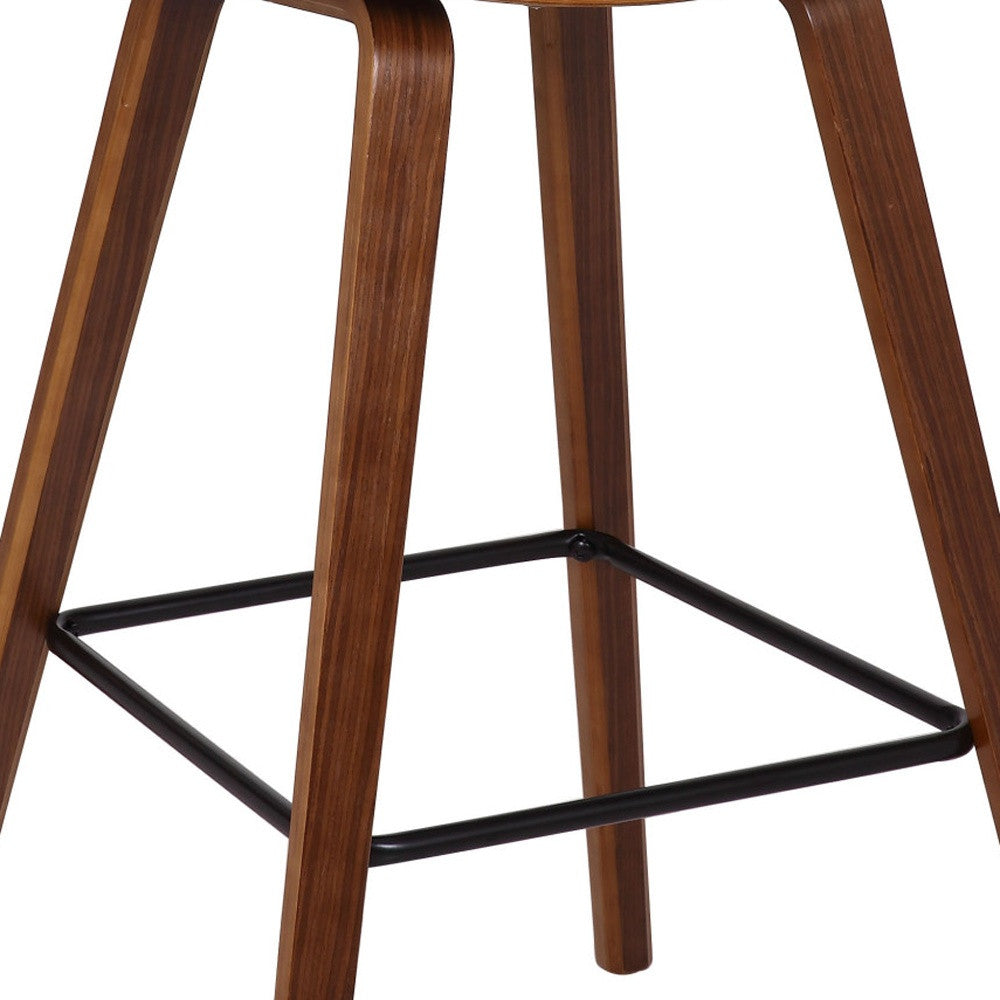 38" Cream And Brown Iron Low Back Bar Height Chair With Footrest