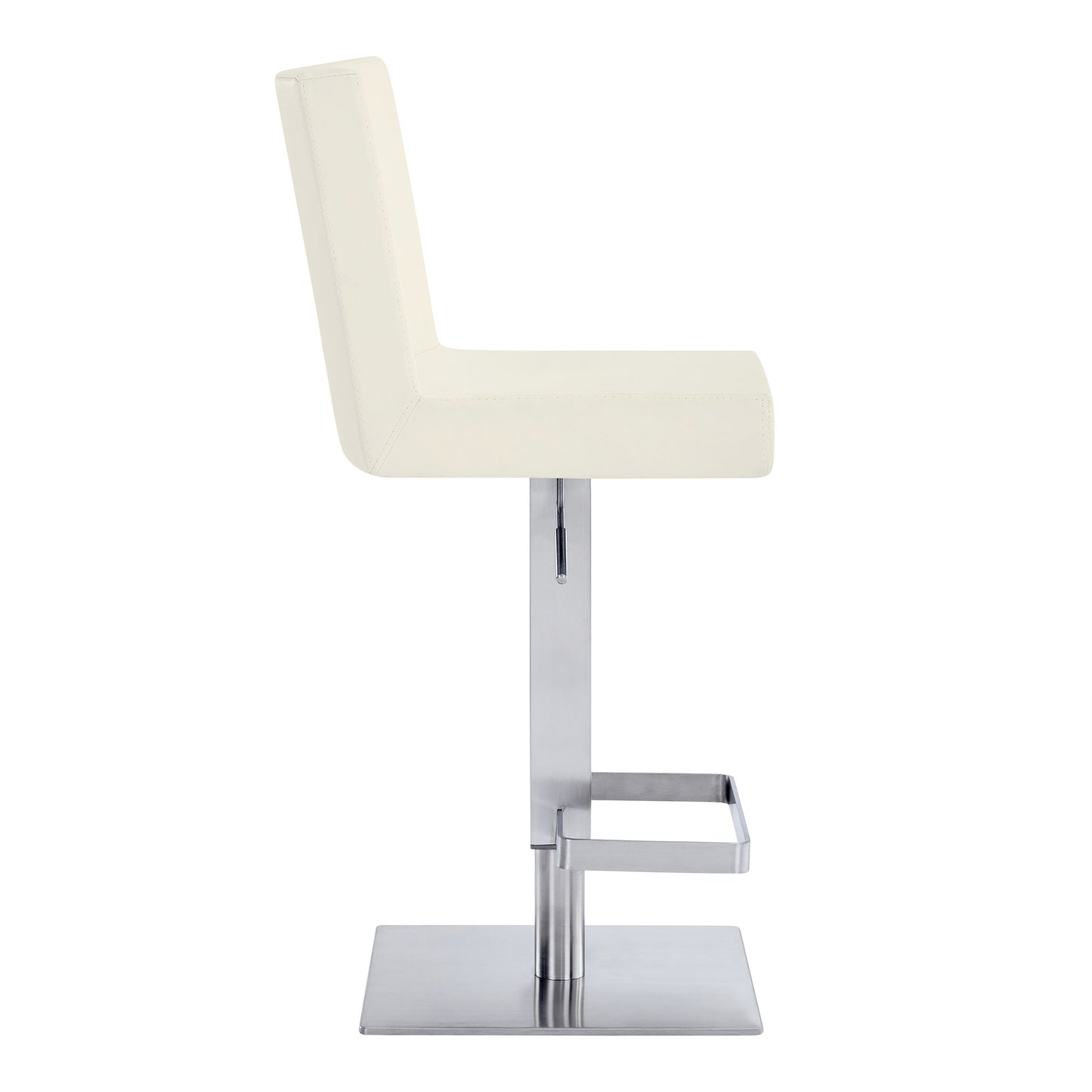 44" White Faux Leather And Iron Swivel Adjustable Height Bar Chair
