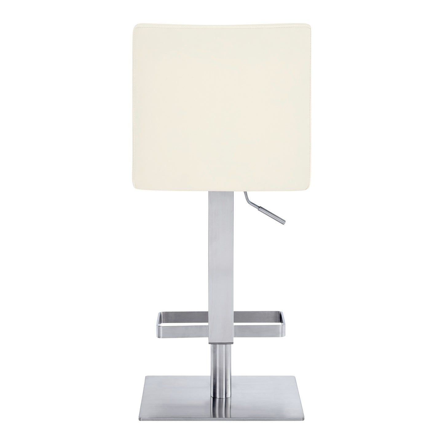 44" White Faux Leather And Iron Swivel Adjustable Height Bar Chair