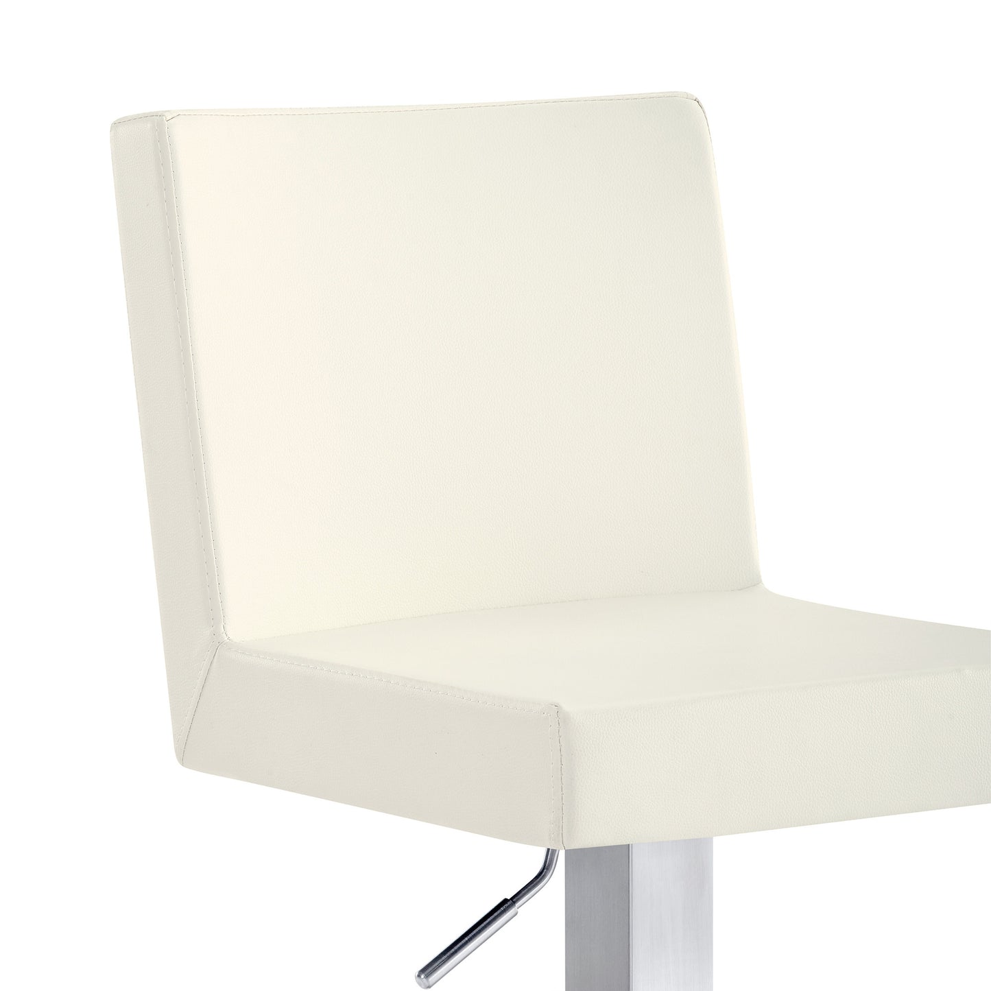 44" White Faux Leather And Iron Swivel Adjustable Height Bar Chair