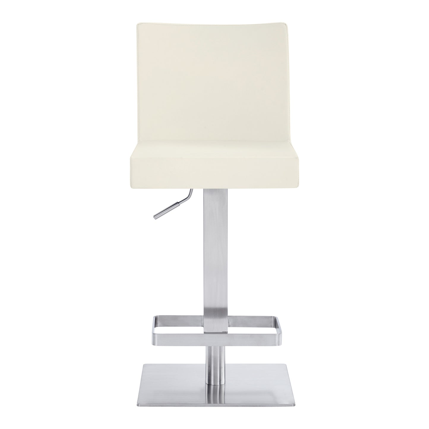 44" White Faux Leather And Iron Swivel Adjustable Height Bar Chair