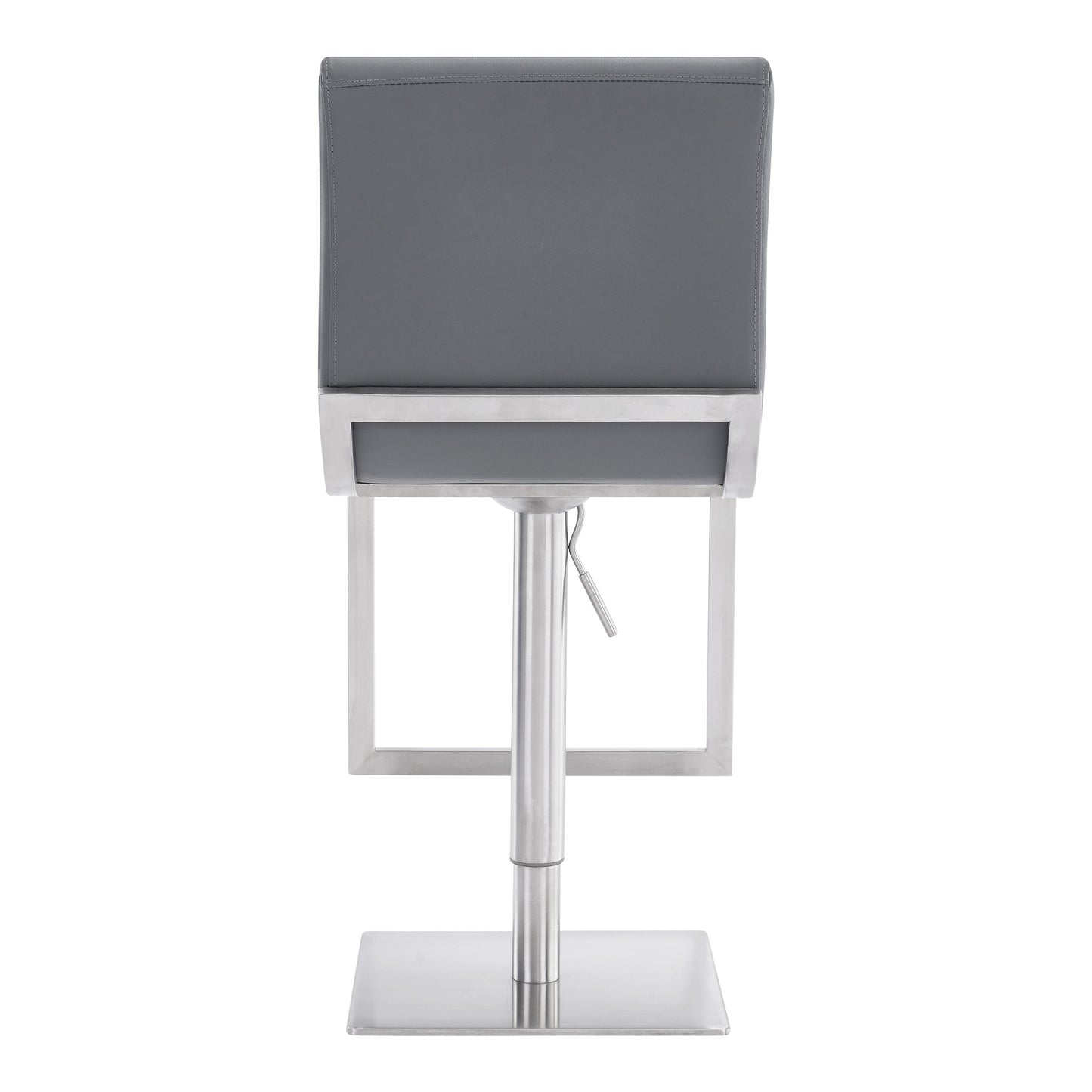47" Gray Faux Leather And Iron Swivel Adjustable Height Bar Chair