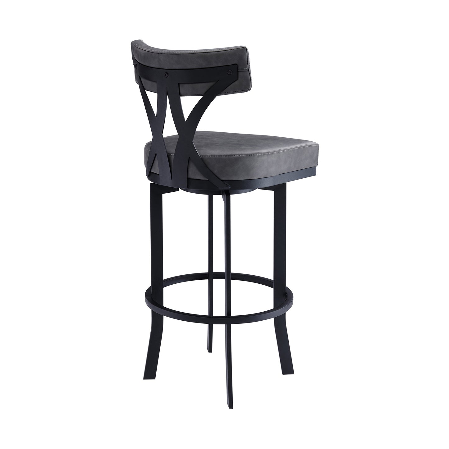 42" Gray Faux Leather And Iron Bar Height Chair