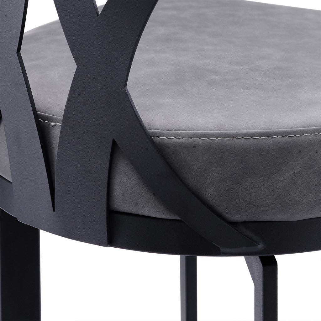 42" Gray Faux Leather And Iron Bar Height Chair