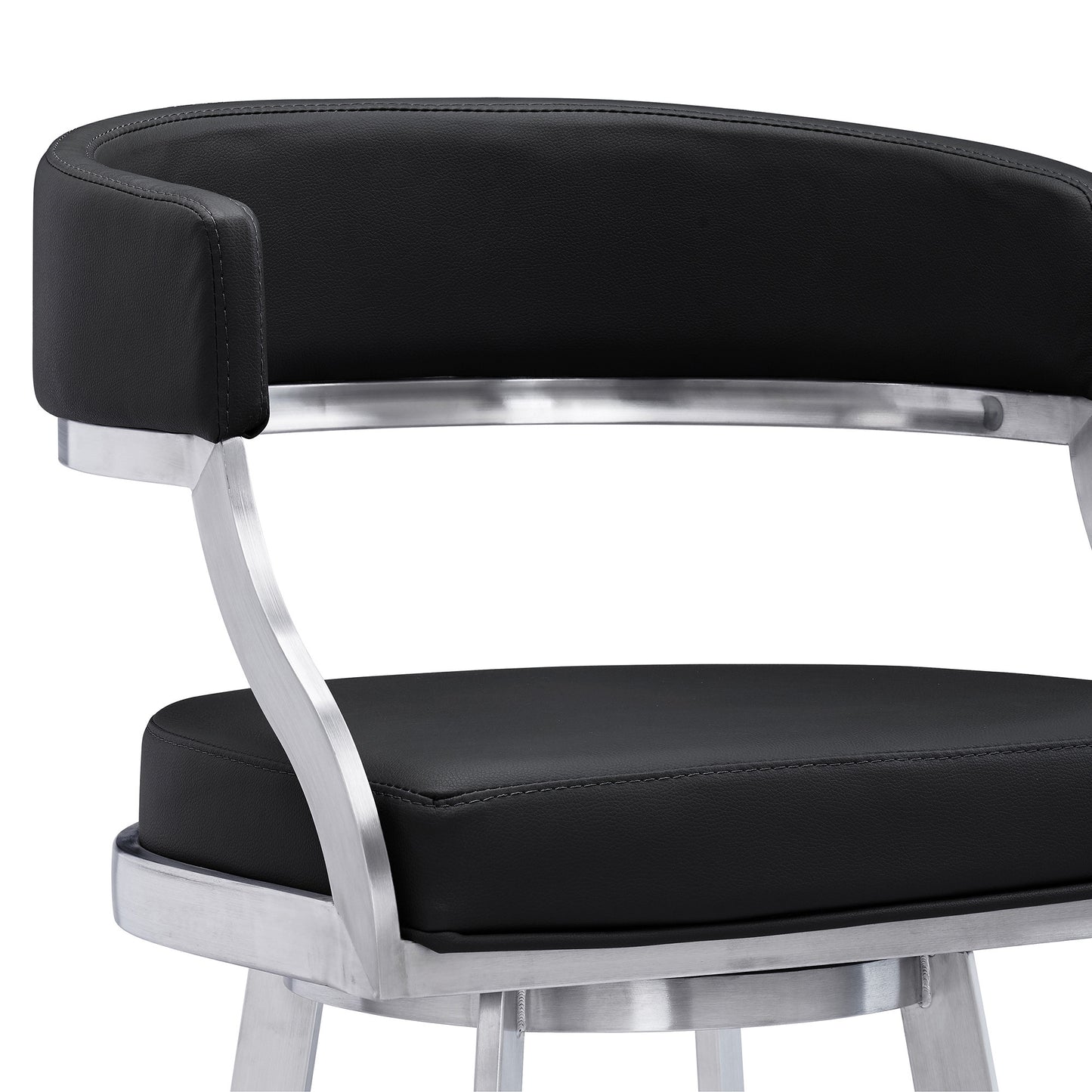 38" Black Faux Leather And Iron Swivel Counter Height Bar Chair
