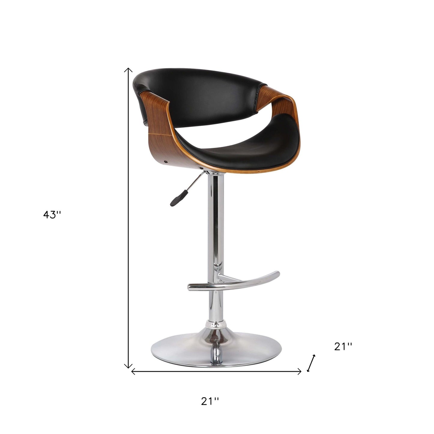 Mod Adjustable Black Faux Leather Swivel Bar Stool