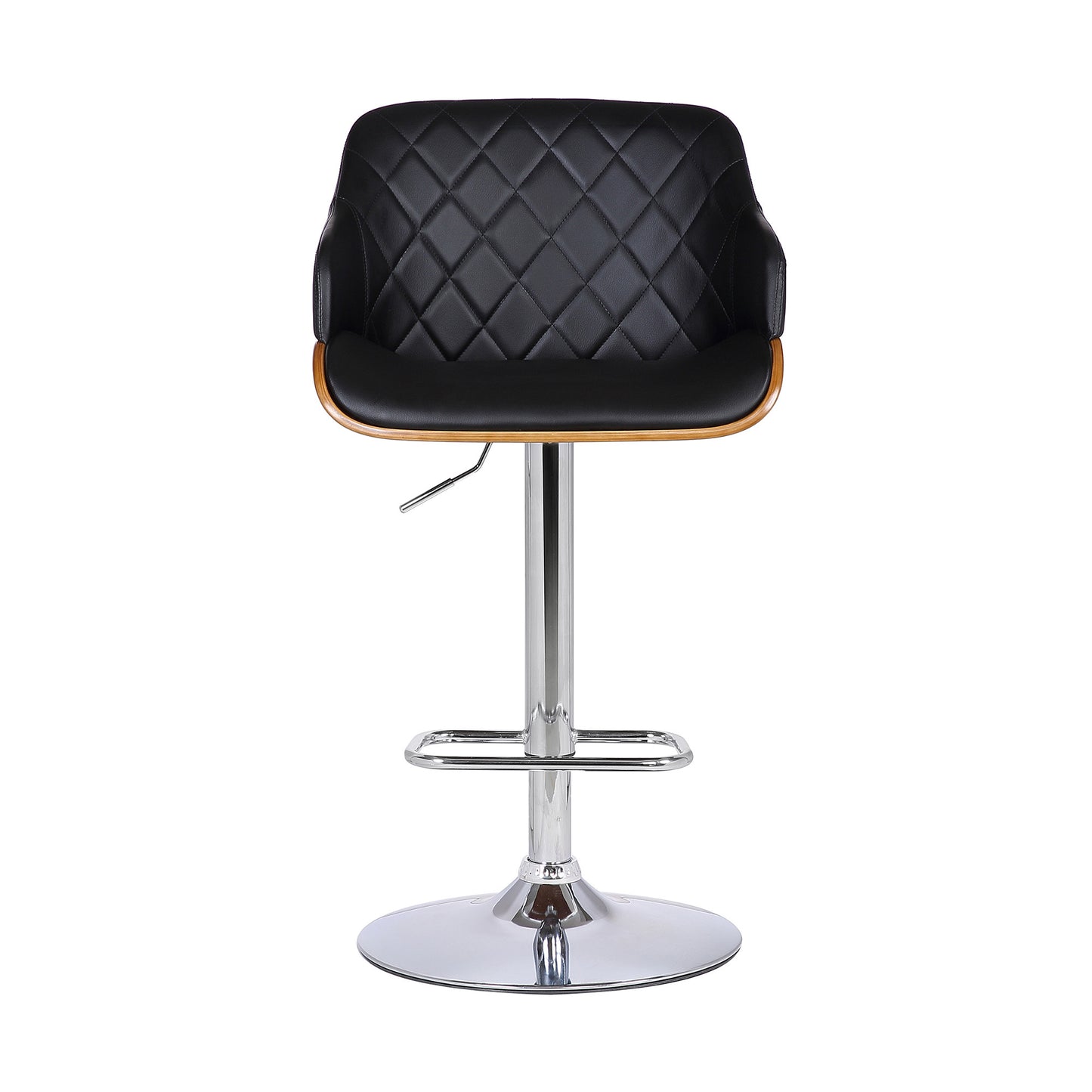 44" Black Faux Leather And Iron Swivel Adjustable Height Bar Chair