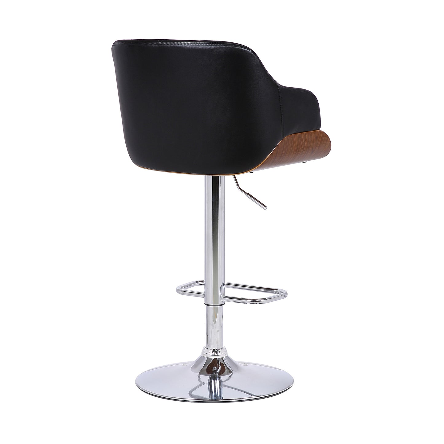 44" Black Faux Leather And Iron Swivel Adjustable Height Bar Chair