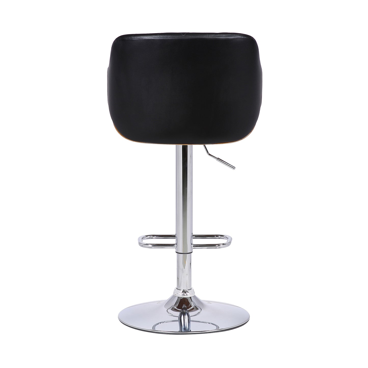 44" Black Faux Leather And Iron Swivel Adjustable Height Bar Chair