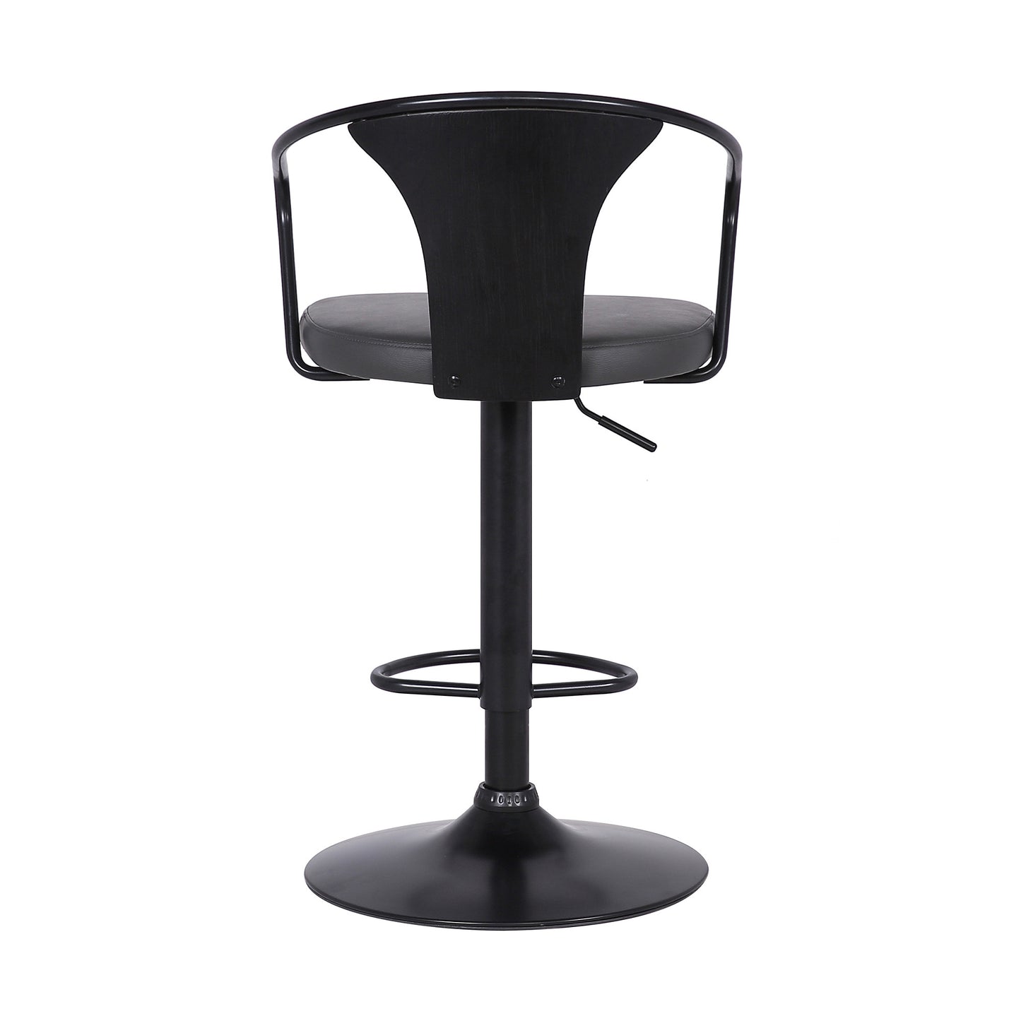 43" Gray And Black Iron Swivel Low Back Adjustable Height Bar Chair With Footrest