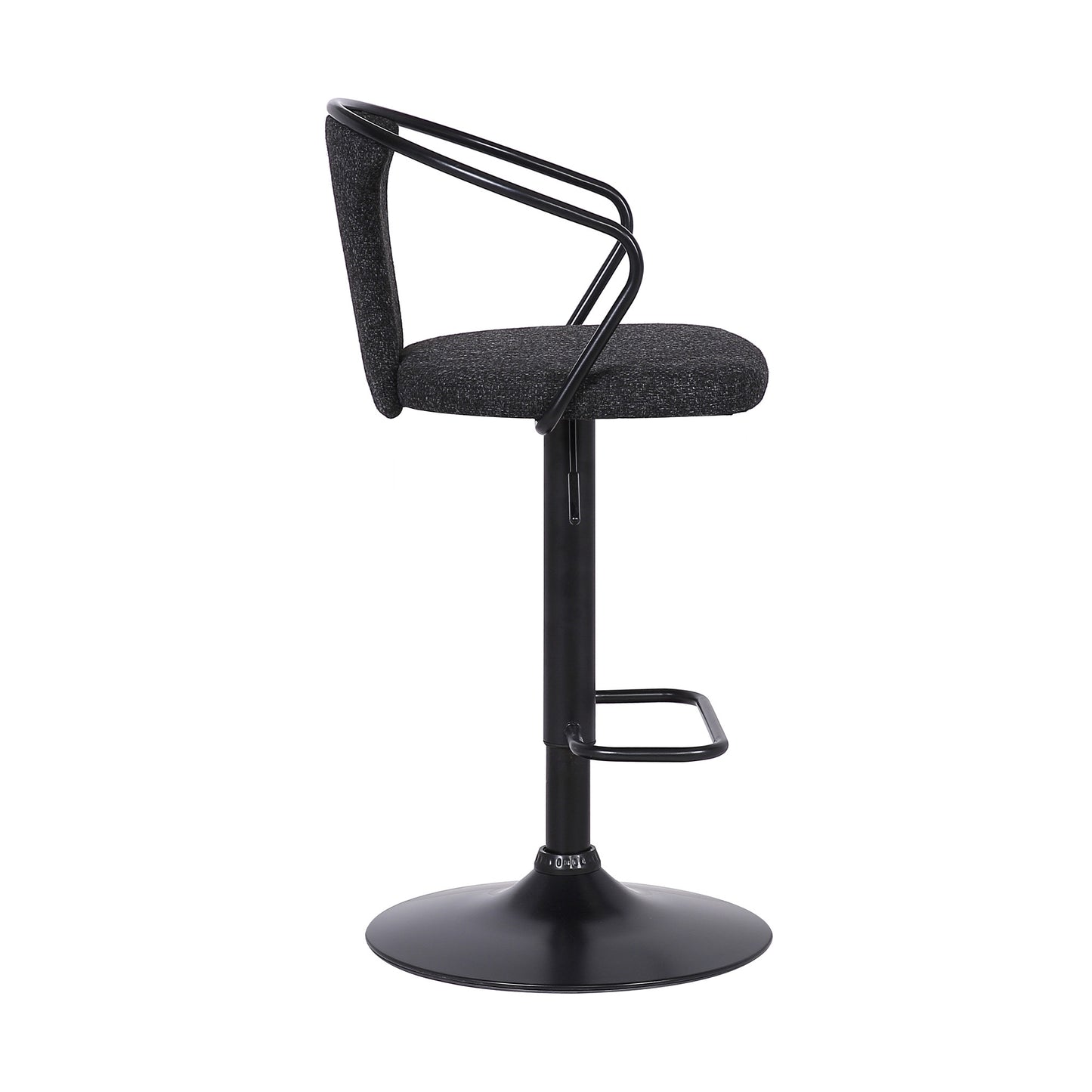 43" Black Faux Leather and Metal Adjustable Height Bar Chair