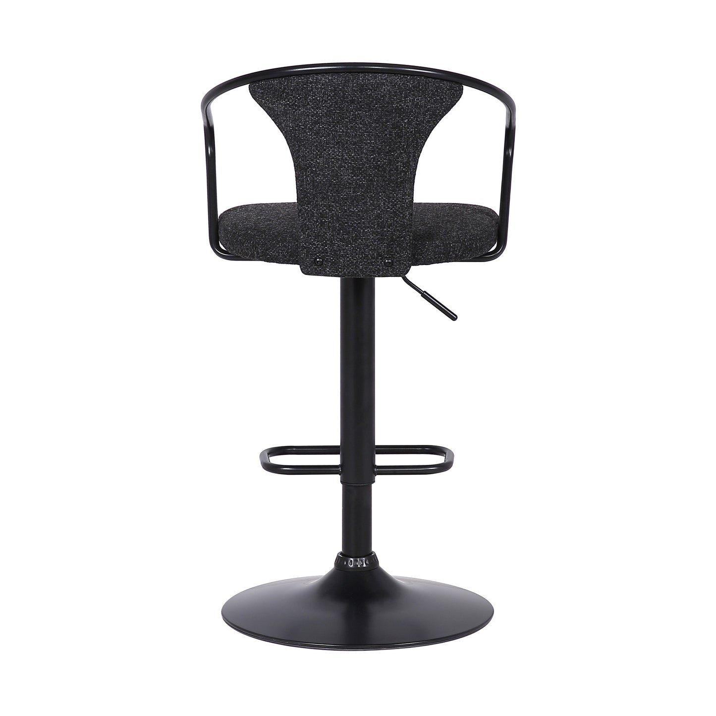 43" Black Faux Leather and Metal Adjustable Height Bar Chair