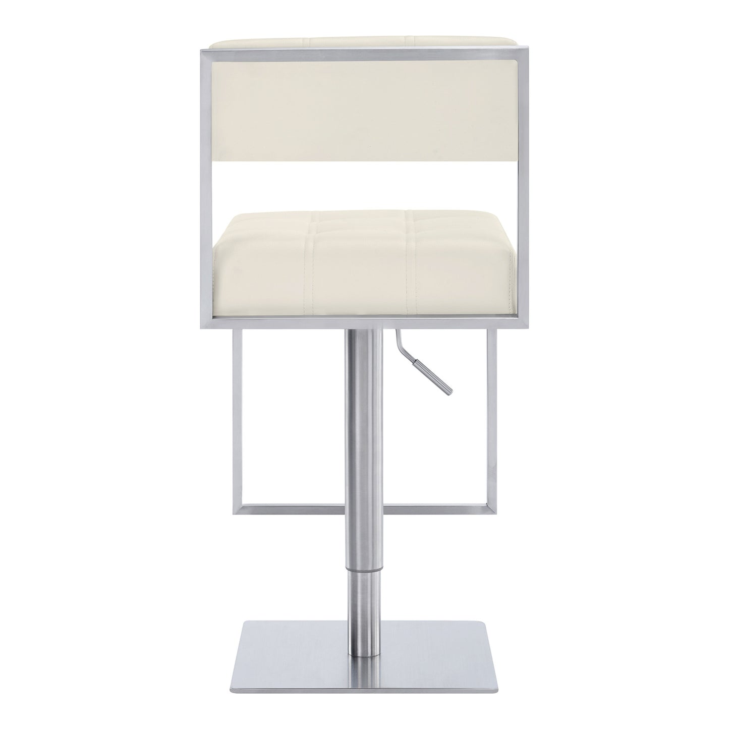 44" White Faux Leather And Iron Swivel Adjustable Height Bar Chair