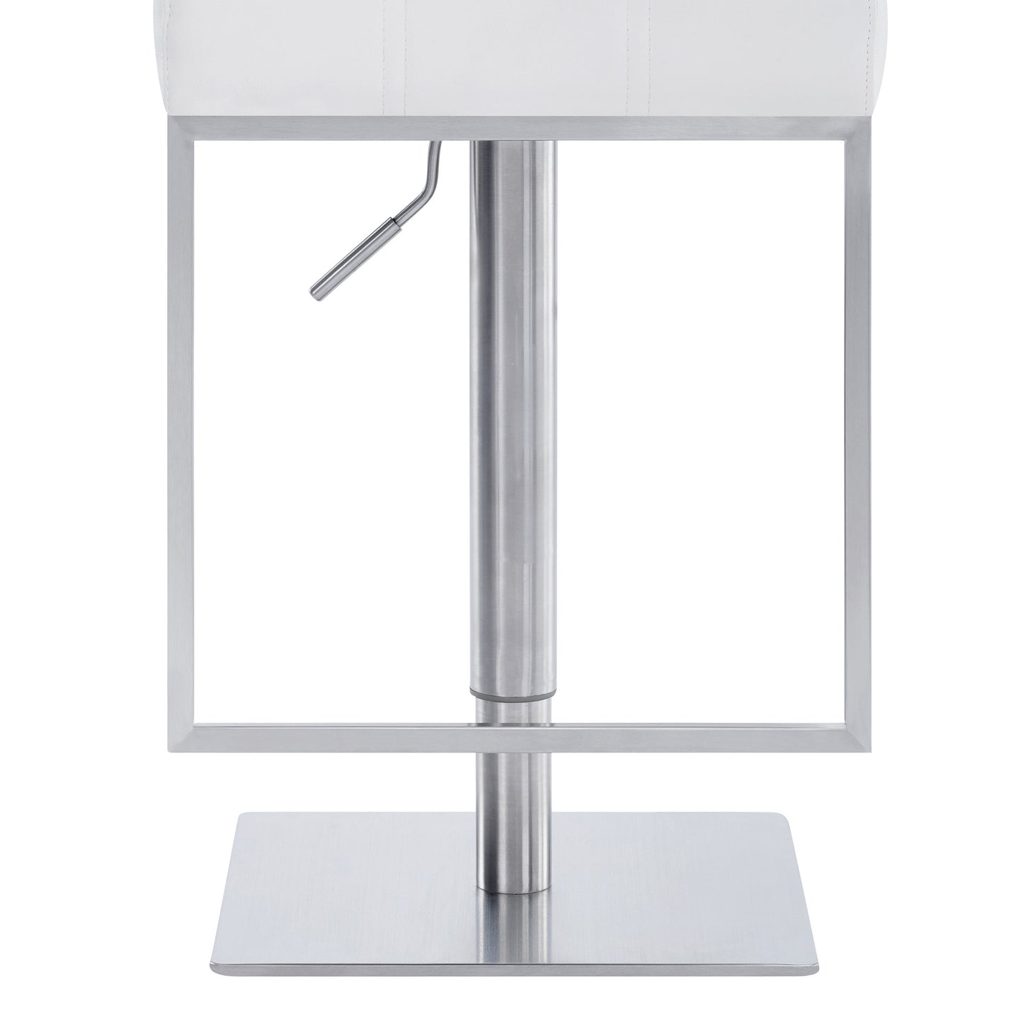 44" White Faux Leather And Iron Swivel Adjustable Height Bar Chair