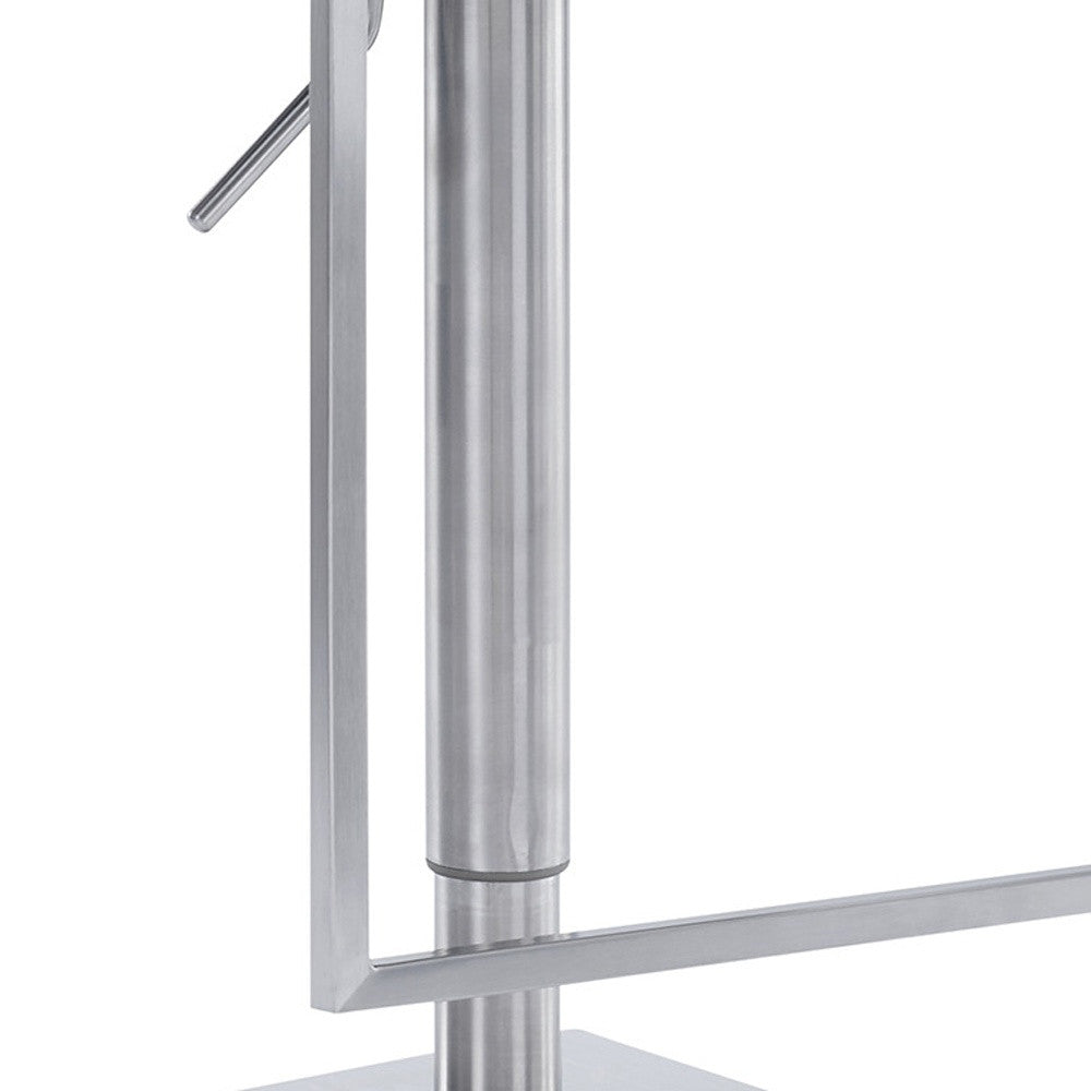 44" White Faux Leather And Iron Swivel Adjustable Height Bar Chair
