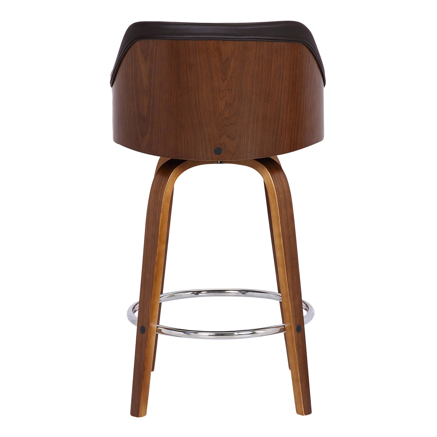 39" Brown Iron Swivel Low Back Bar Height Chair With Footrest