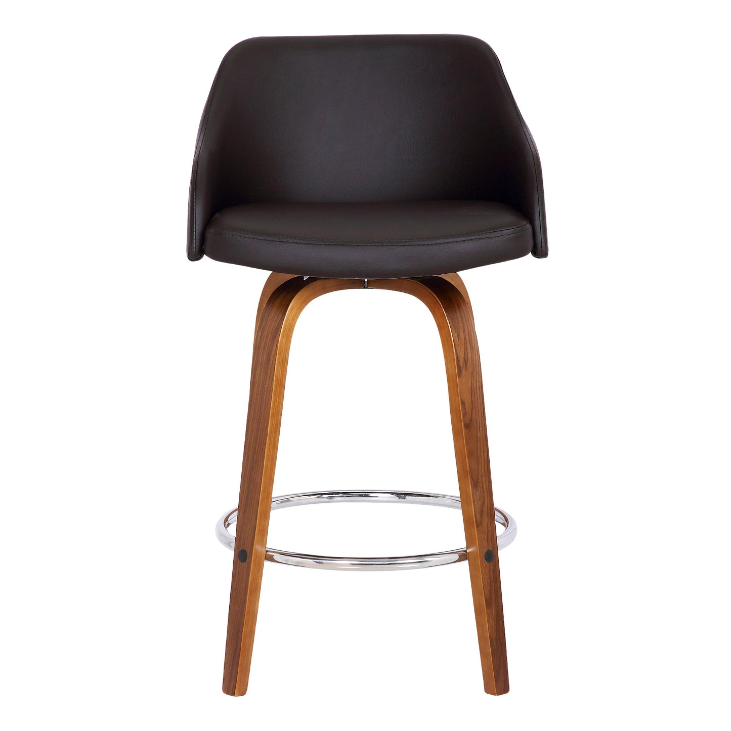 39" Brown Iron Swivel Low Back Bar Height Chair With Footrest