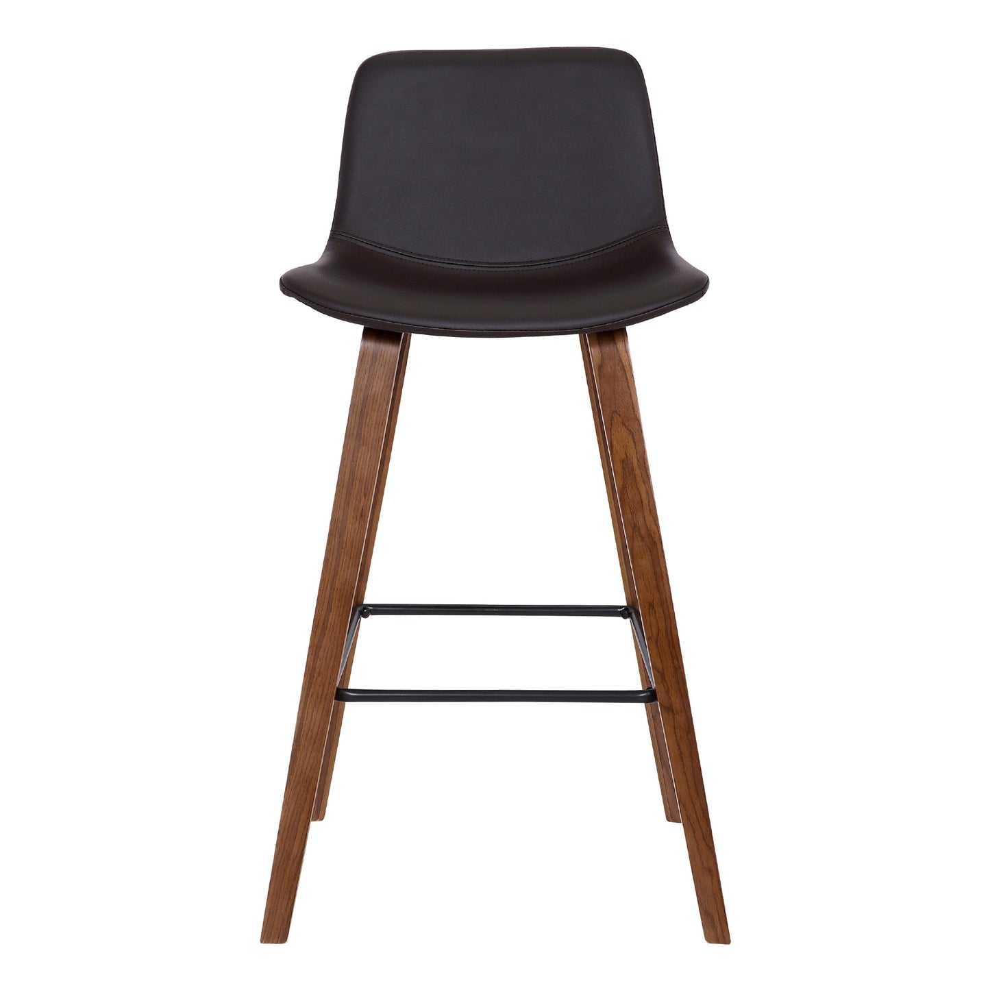 26" Brown Faux Leather And Low Back Counter Height Bar Chair