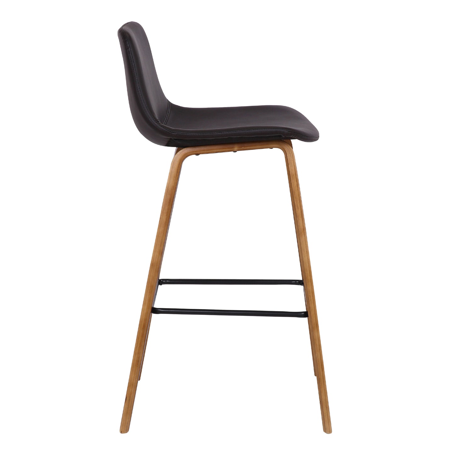 26" Brown Faux Leather And Low Back Counter Height Bar Chair