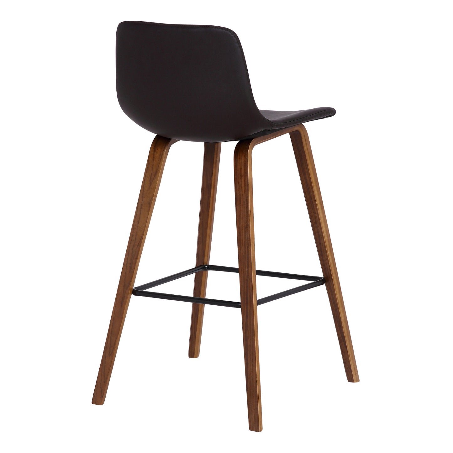 26" Brown Faux Leather And Low Back Counter Height Bar Chair
