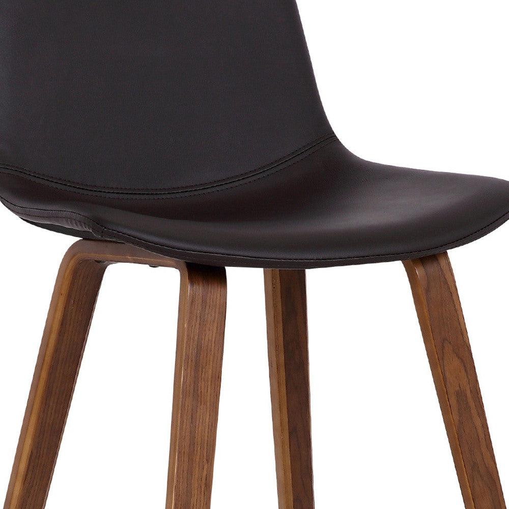 26" Brown Faux Leather And Low Back Counter Height Bar Chair