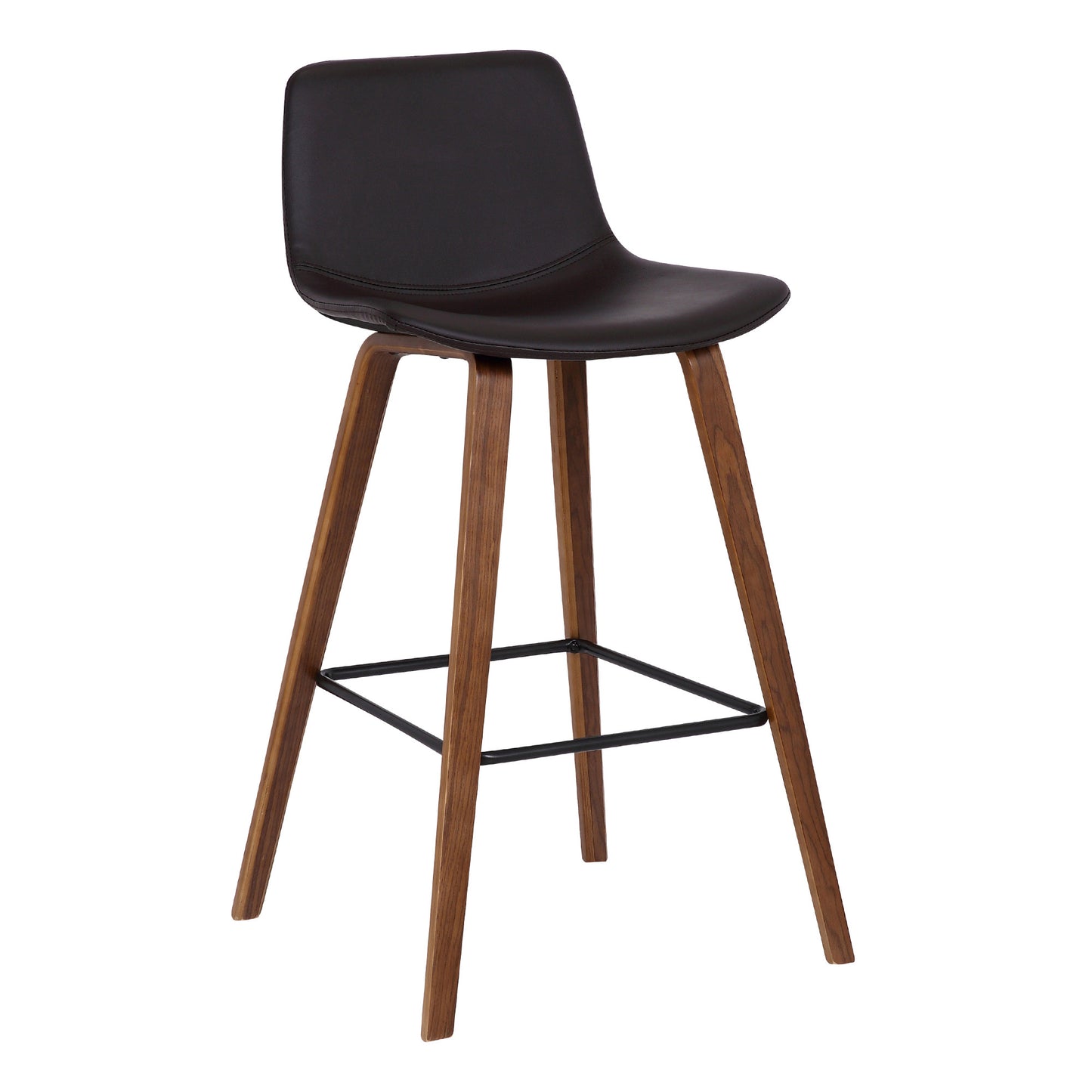 26" Brown Faux Leather And Low Back Counter Height Bar Chair