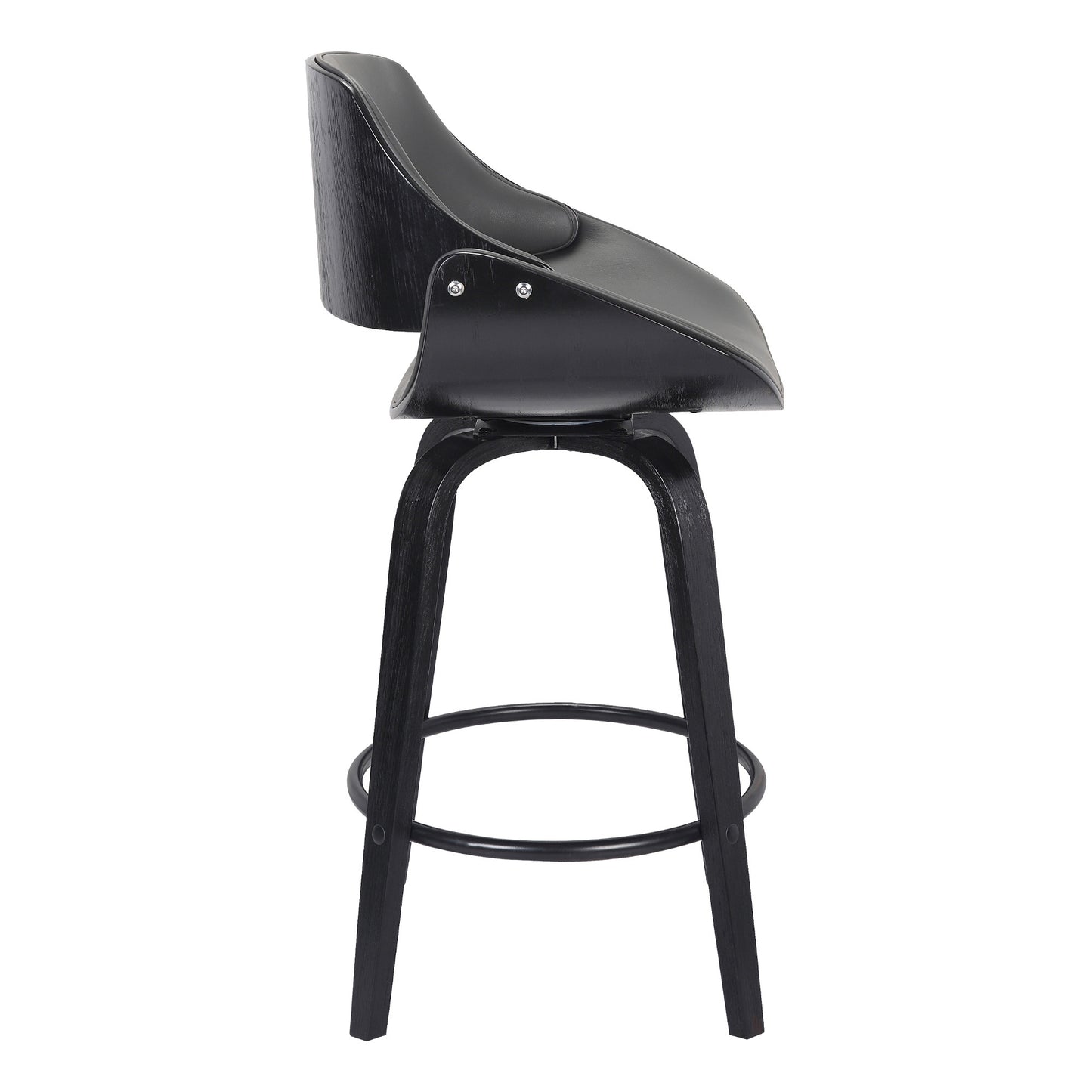38" Gray Faux Leather And Iron Swivel Counter Height Bar Chair