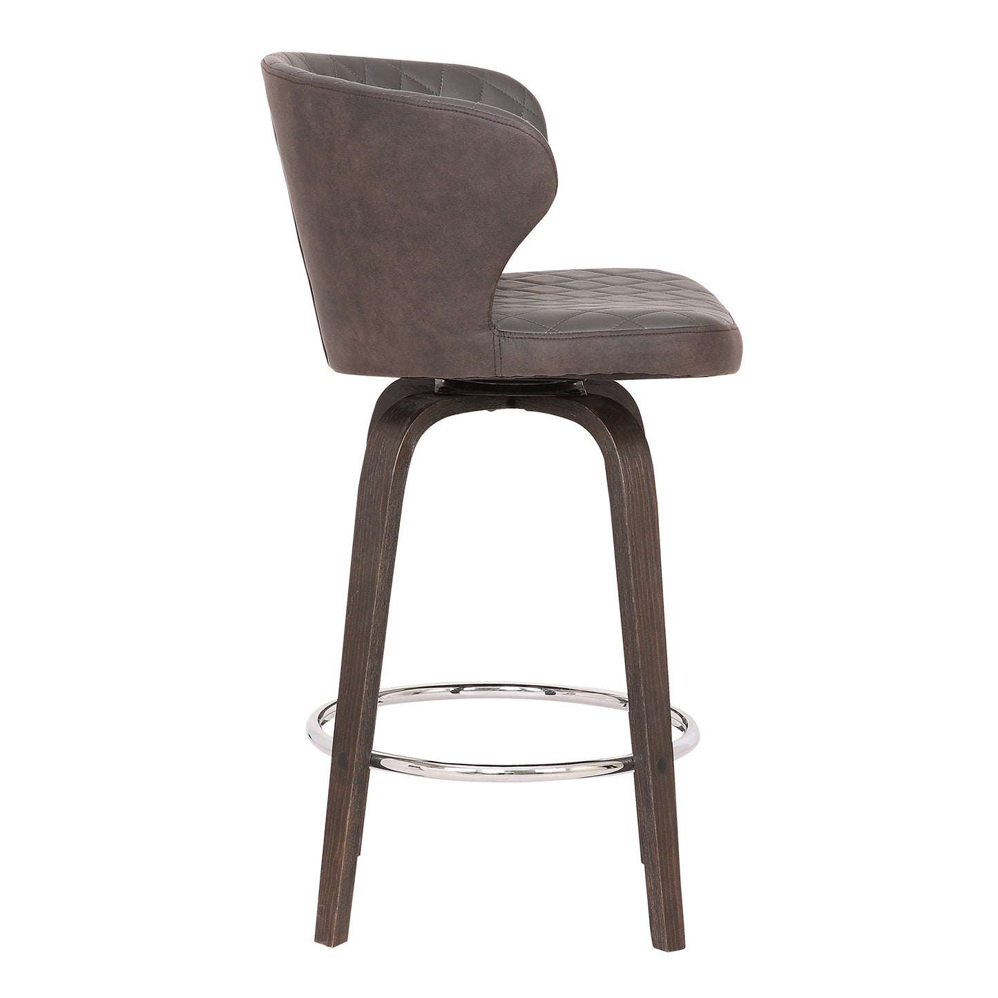36" Brown Faux Leather And Iron Swivel Counter Height Bar Chair