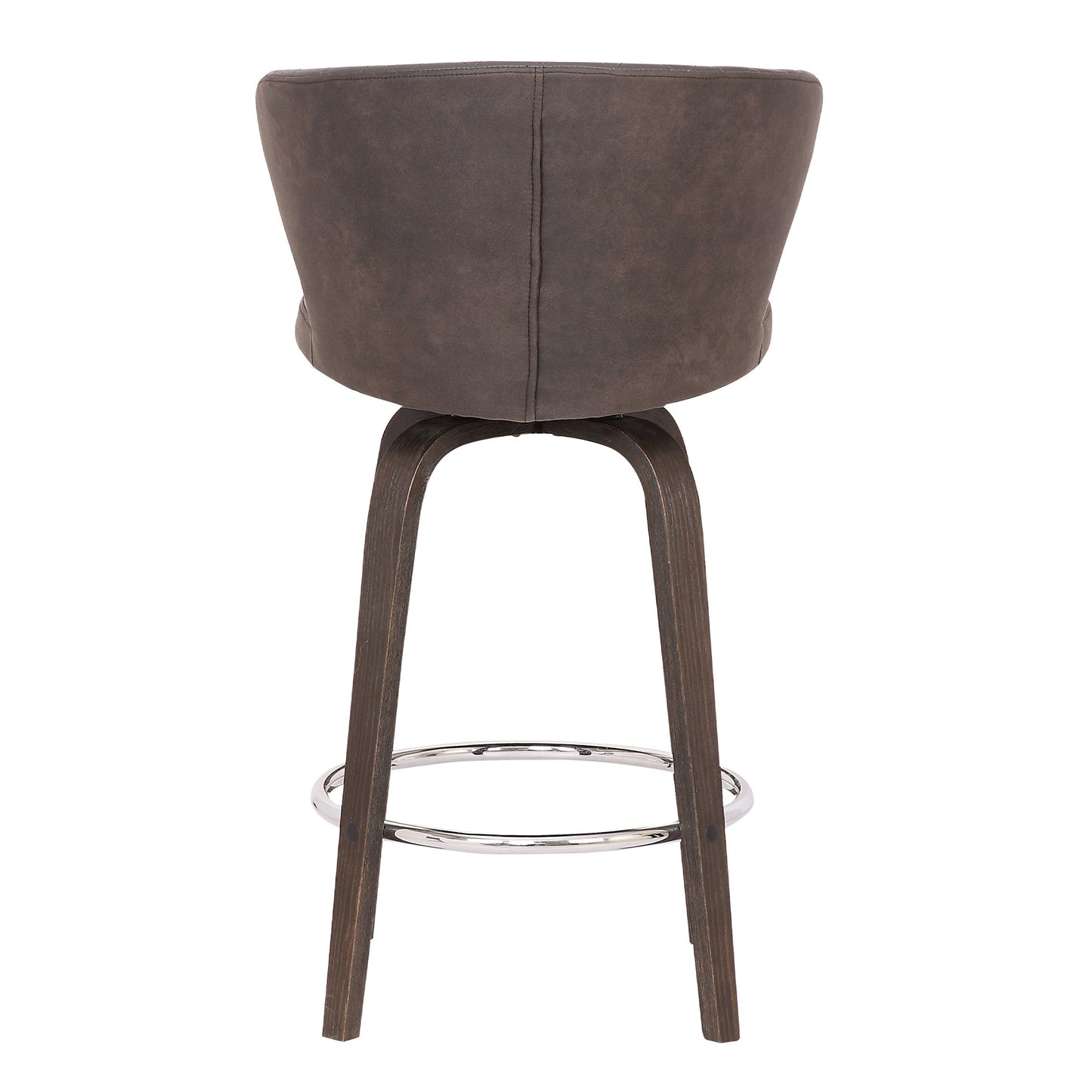 36" Brown Faux Leather And Iron Swivel Counter Height Bar Chair
