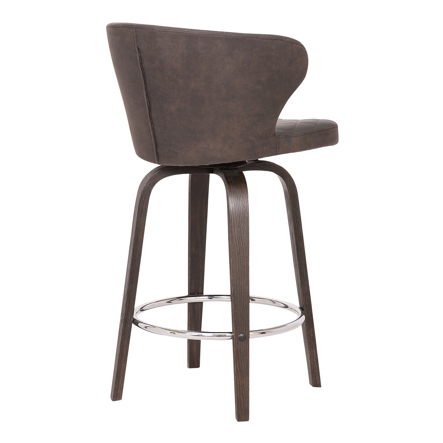 40" Brown Faux Leather And Iron Swivel Bar Height Chair