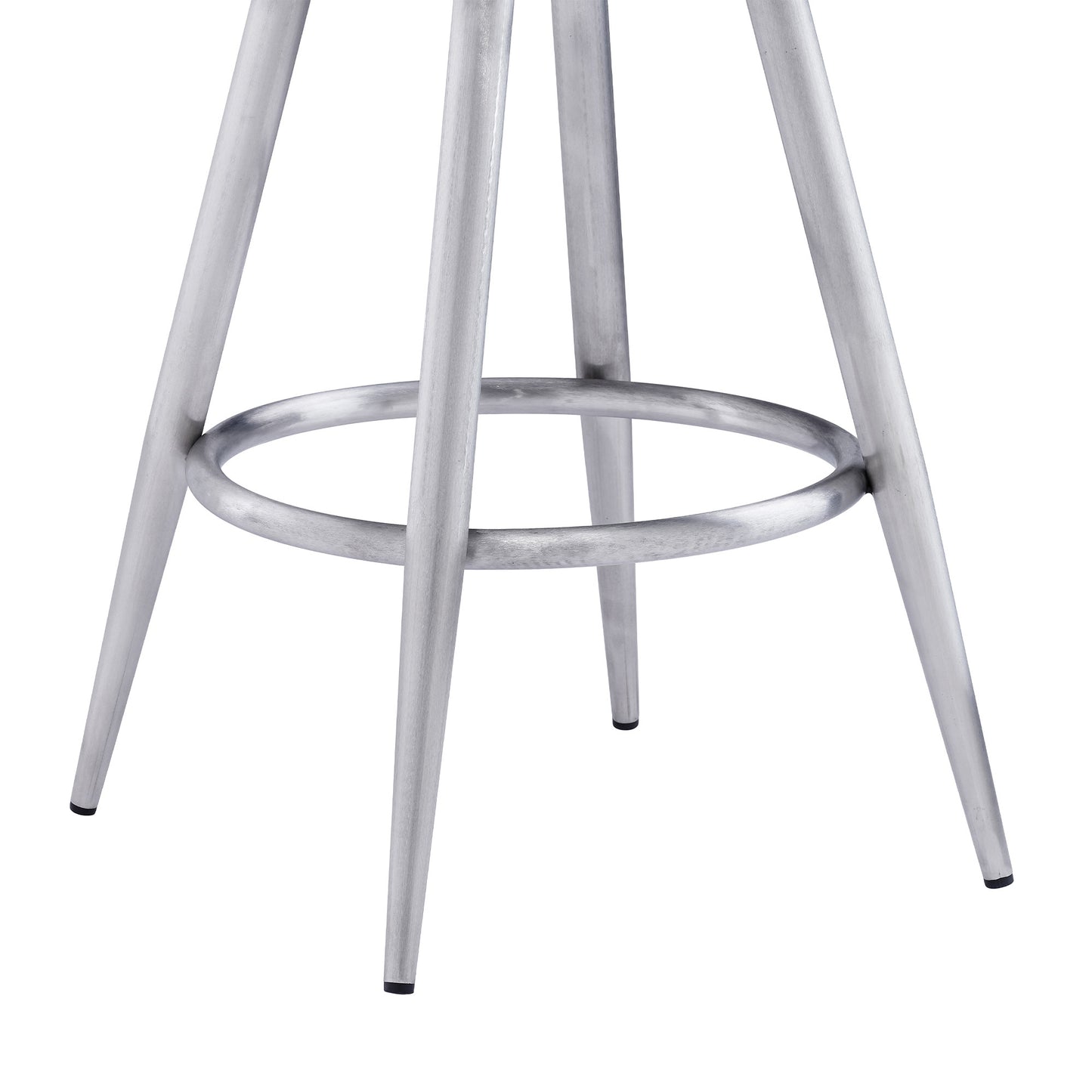 39" Gray Faux Leather And Iron Swivel Counter Height Bar Chair