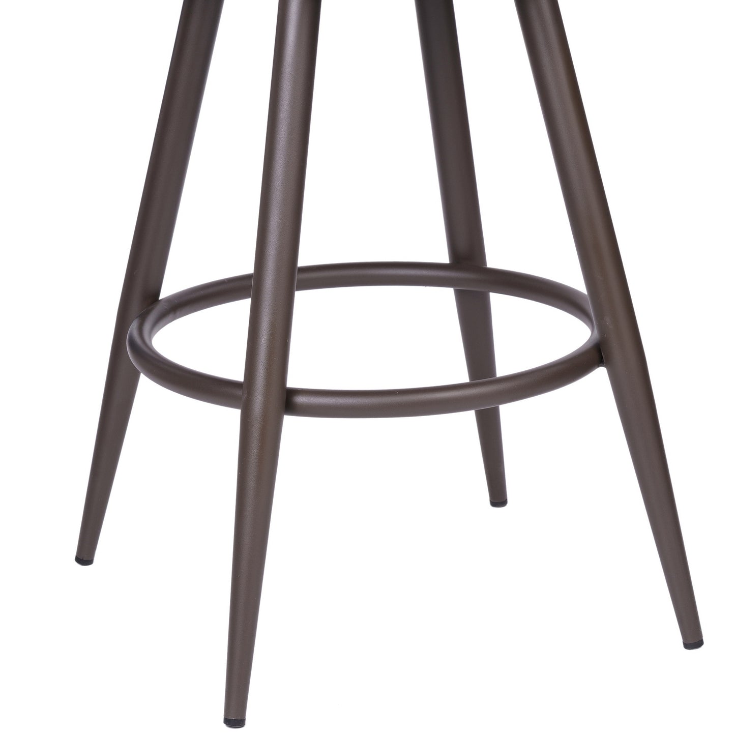 26" Brown Faux Leather and Iron Swivel Counter Height Bar Chair with Footrest
