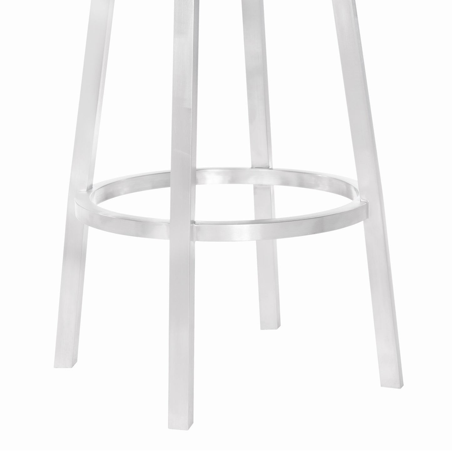 30" Vintage Gray on Stainless Faux Leather Rectangular Swivel Armless Barstool