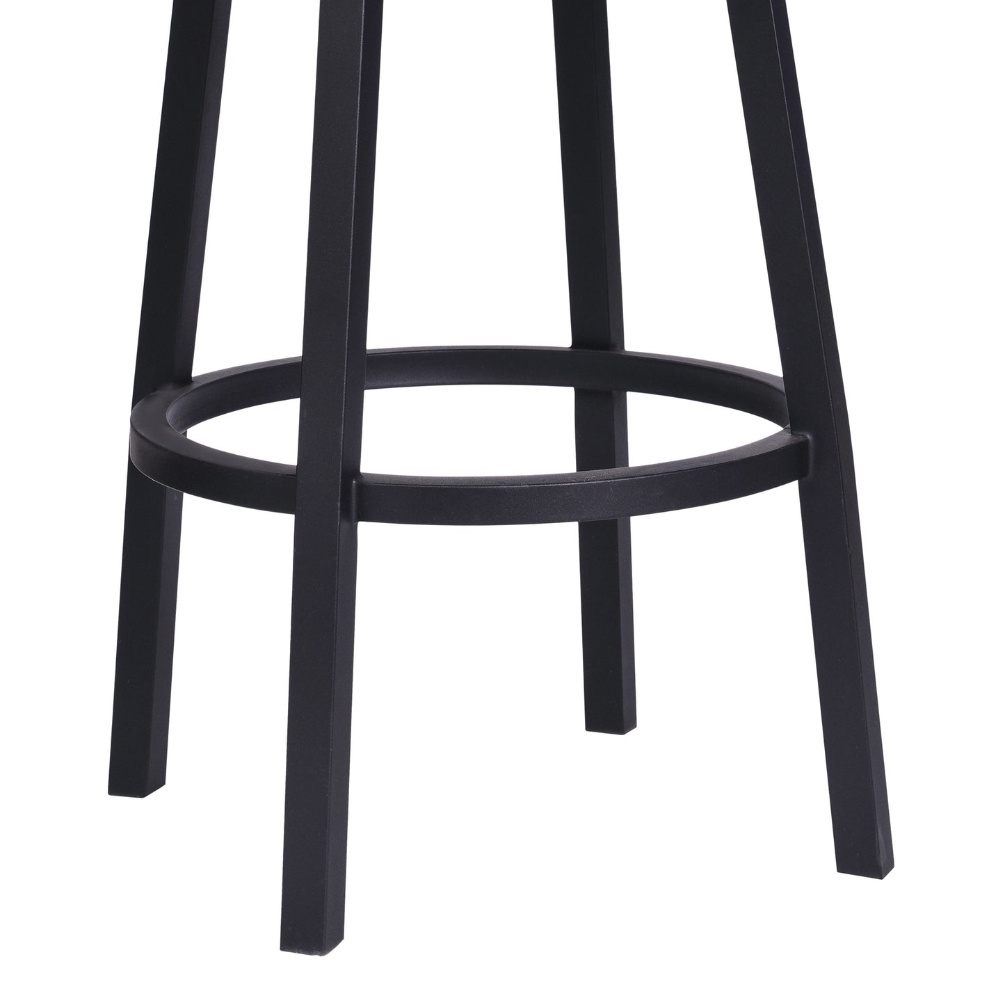 26" Vintage Black on Black Faux Leather Rectangular Swivel Armless Bar Stool