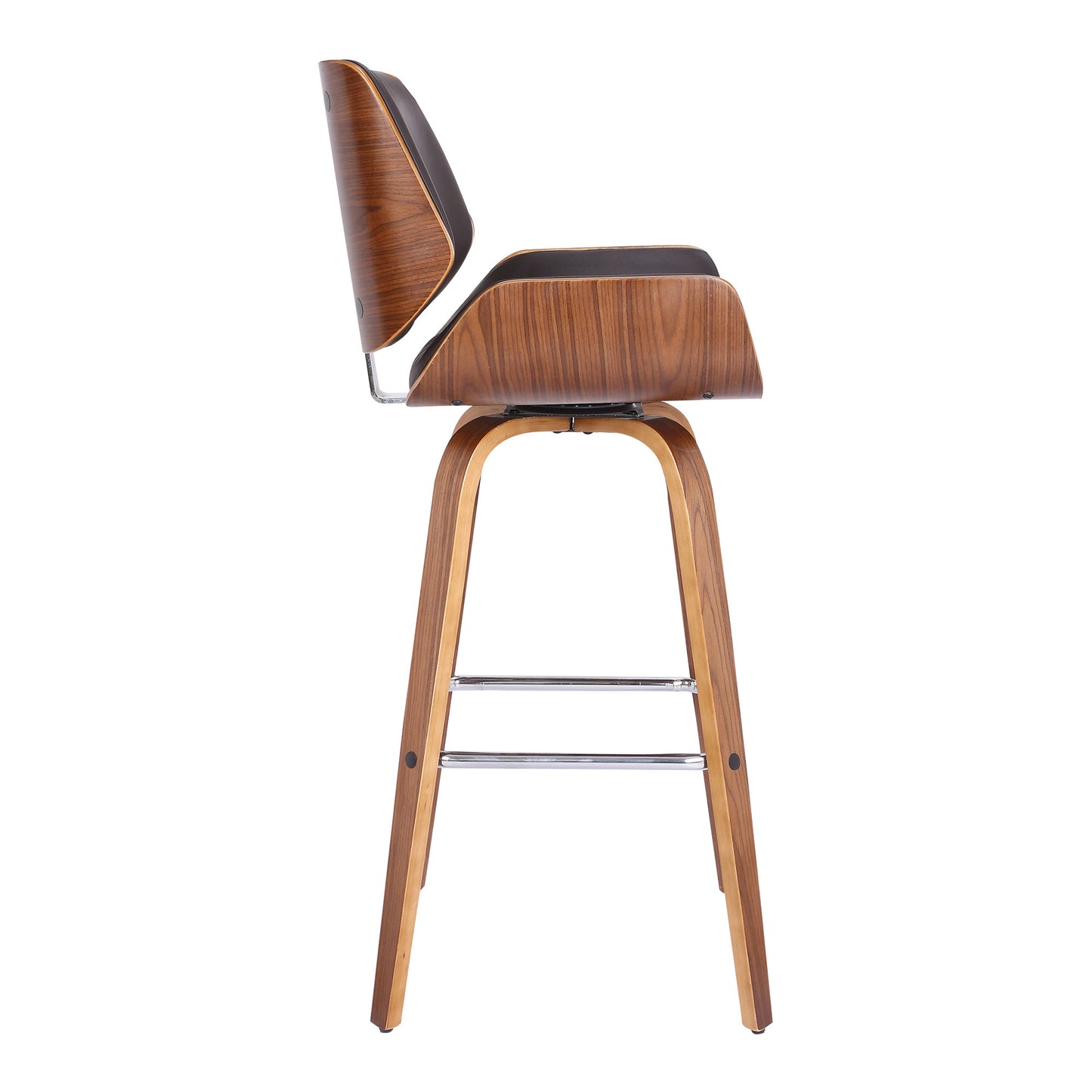 30" Brown Faux Leather Wooden Base Bar Stool