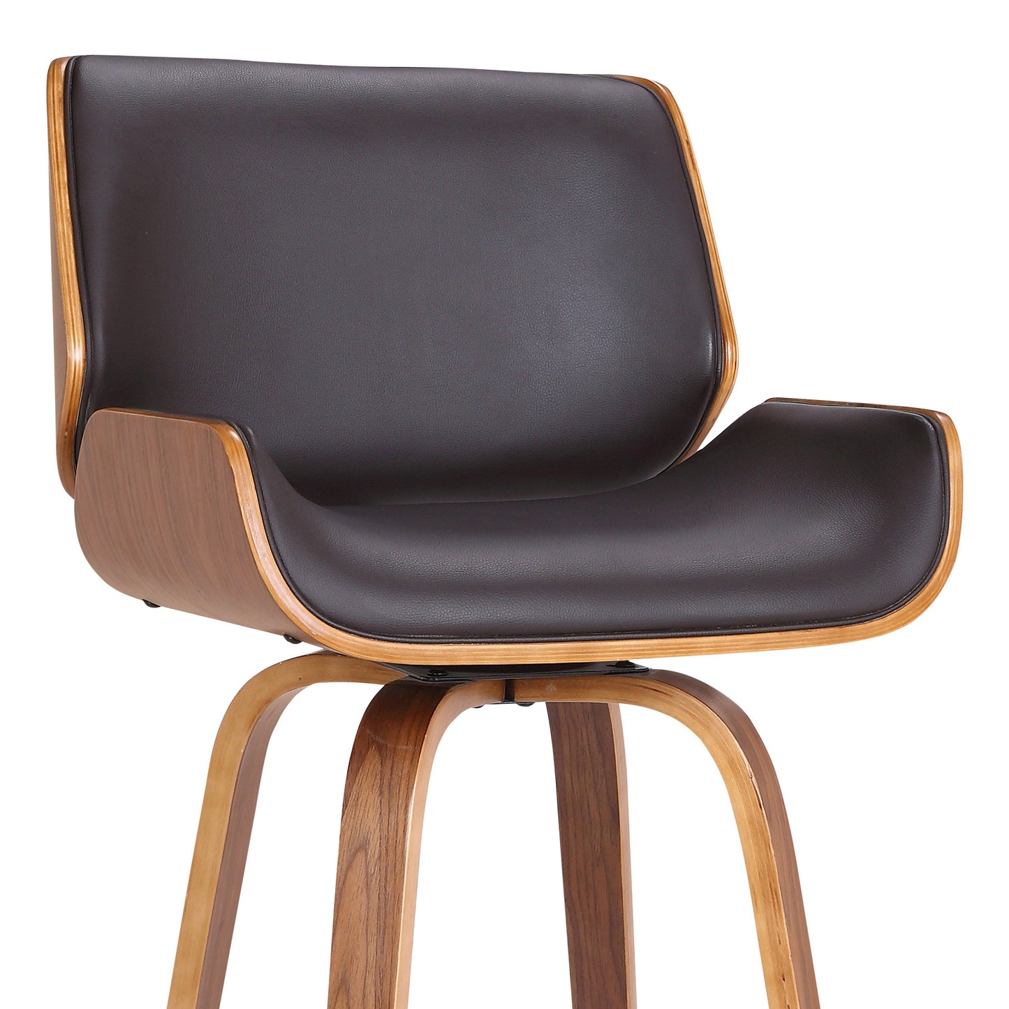 30" Brown Faux Leather Wooden Base Bar Stool