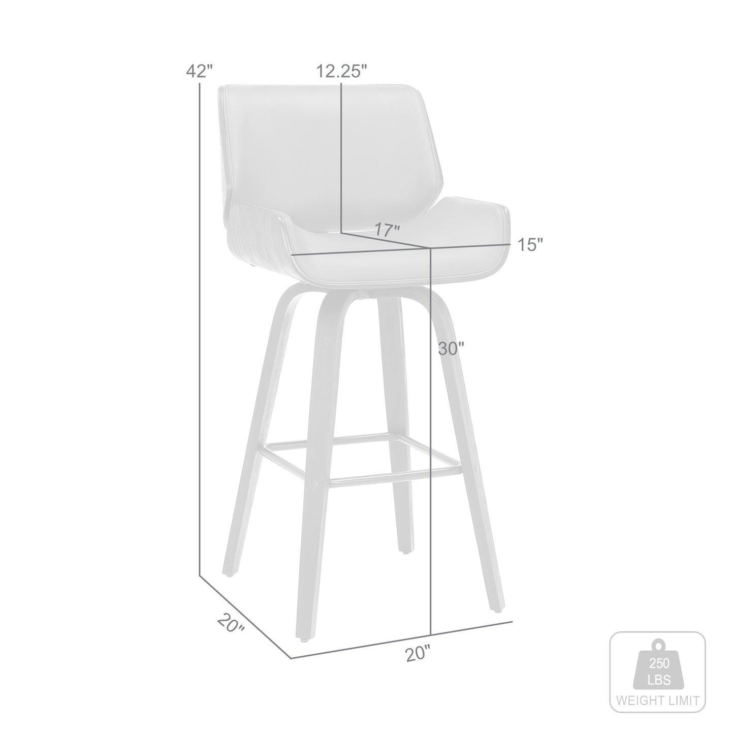 30" Brown Faux Leather Wooden Base Bar Stool