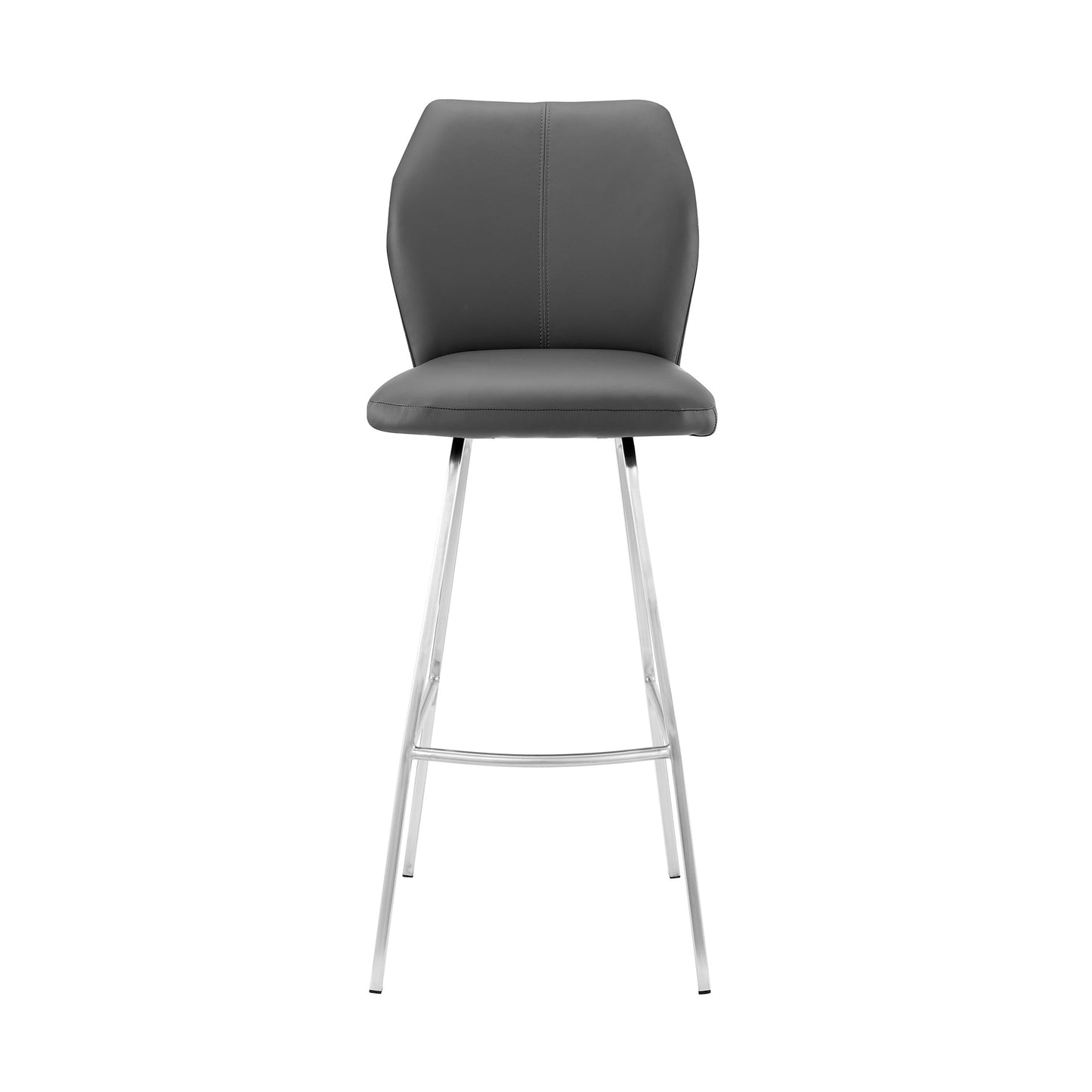 38" Gray Faux Leather And Iron Counter Height Bar Chair