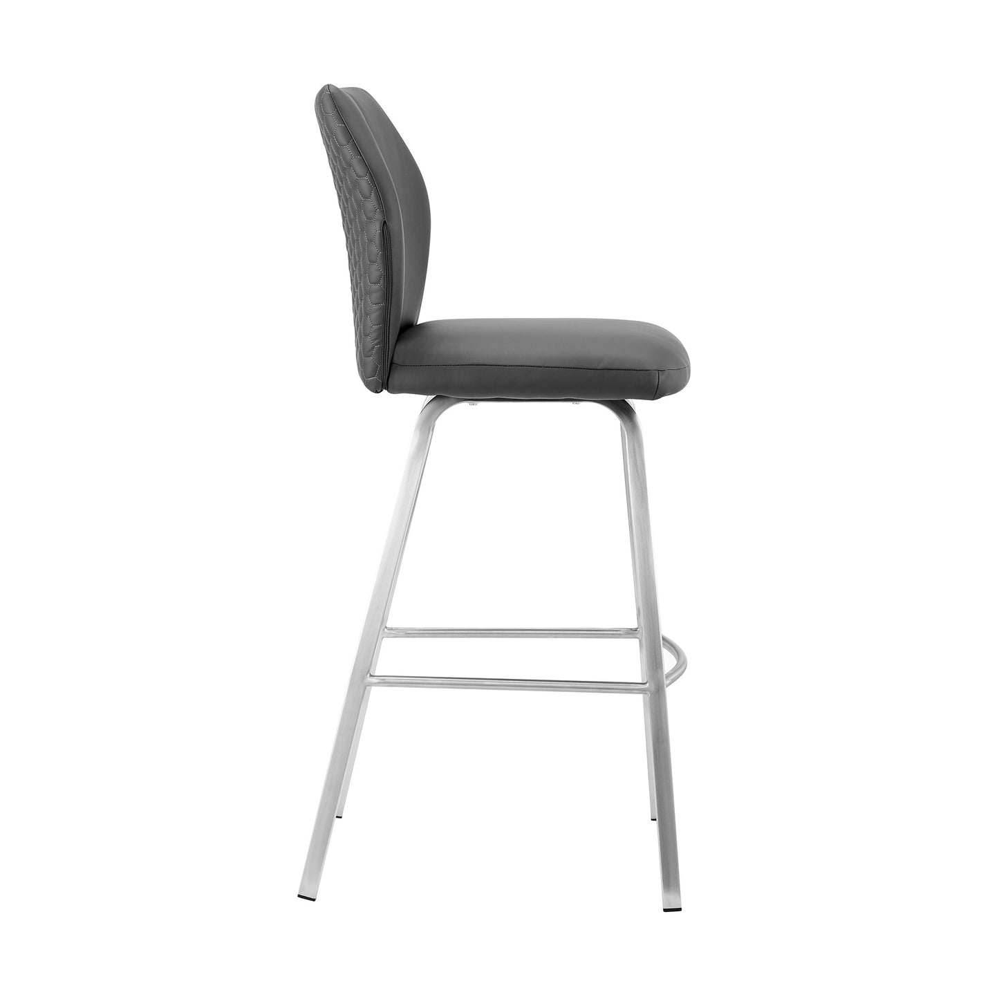 38" Gray Faux Leather And Iron Counter Height Bar Chair