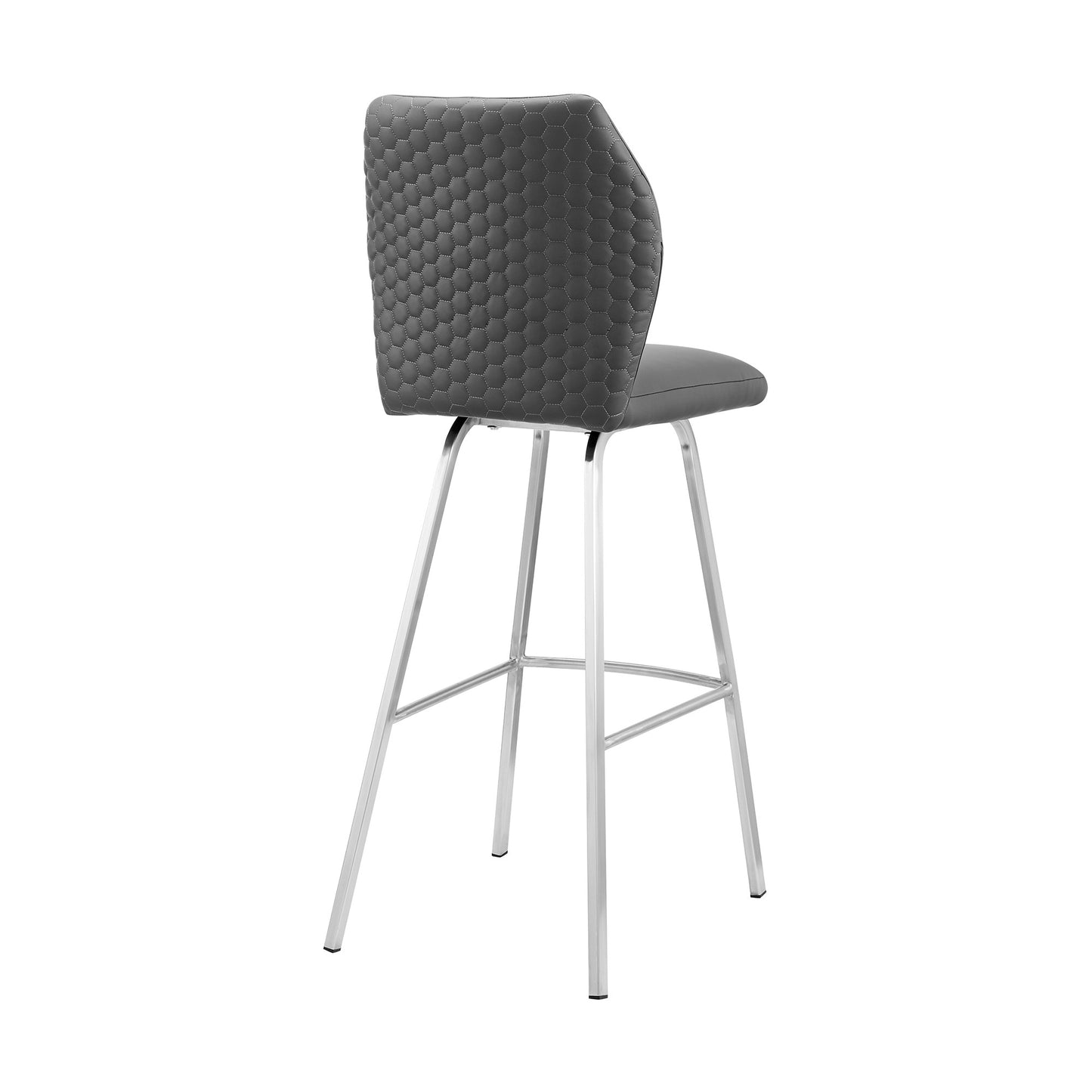 38" Gray Faux Leather And Iron Counter Height Bar Chair