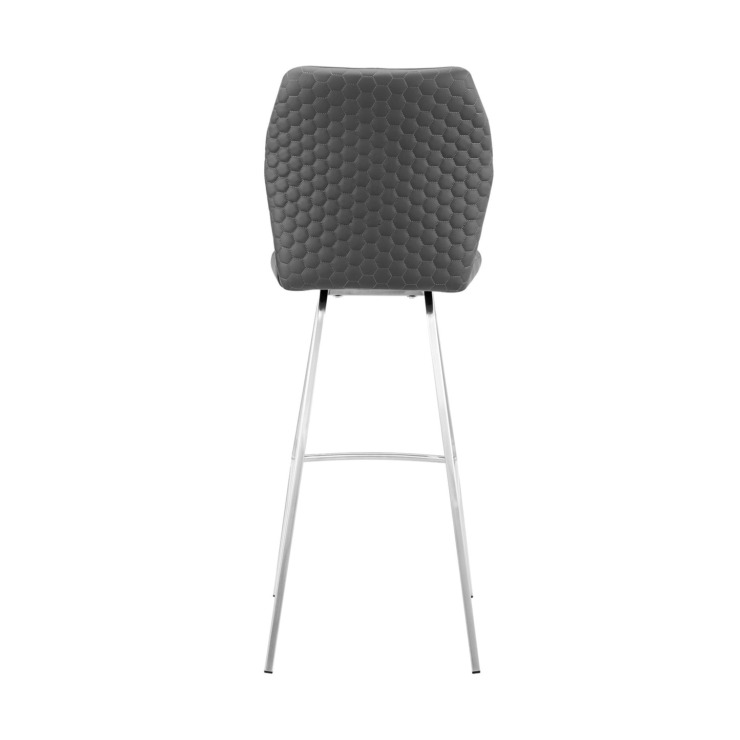 38" Gray Faux Leather And Iron Counter Height Bar Chair