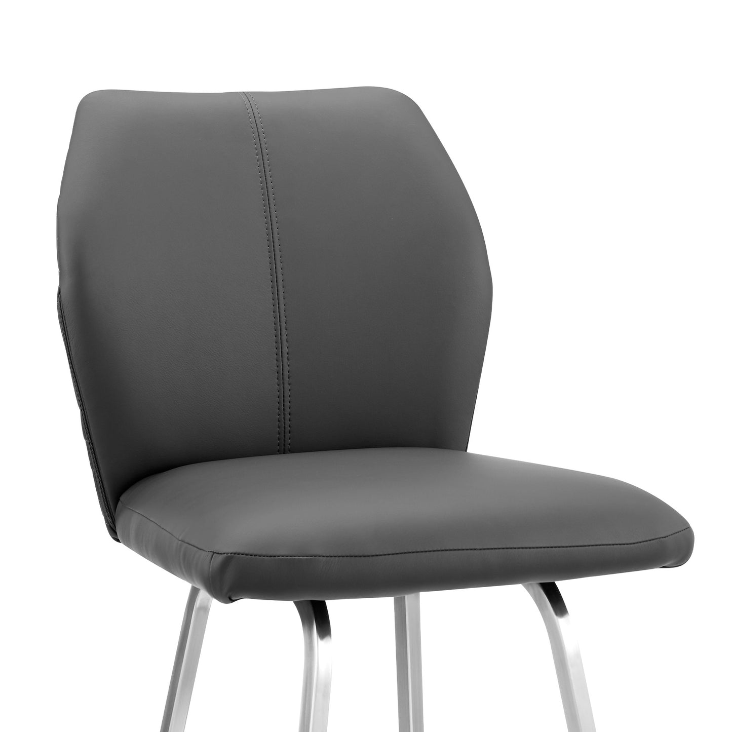 38" Gray Faux Leather And Iron Counter Height Bar Chair