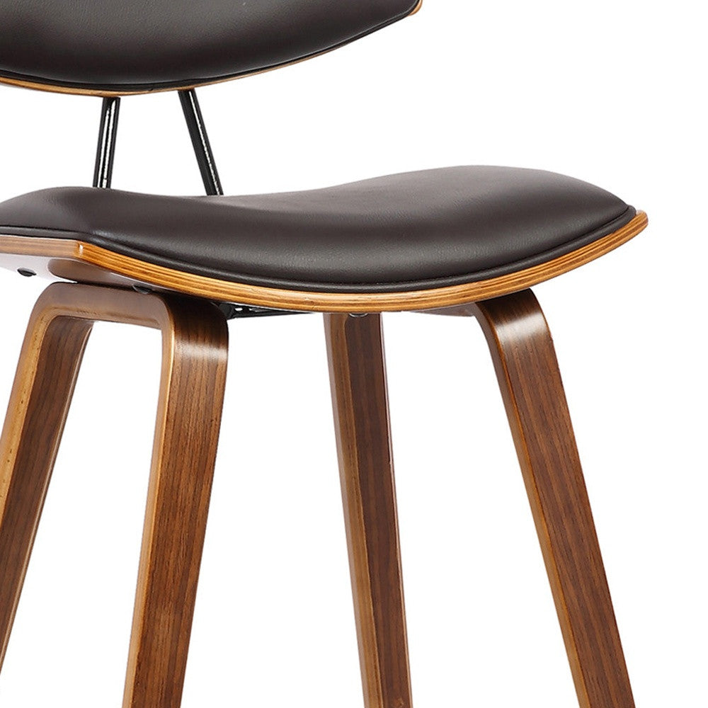 36" Brown Solid Wood Low Back Counter Height Bar Chair With Footrest