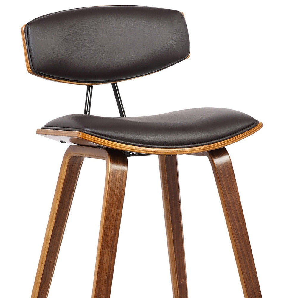 36" Brown Solid Wood Low Back Counter Height Bar Chair With Footrest