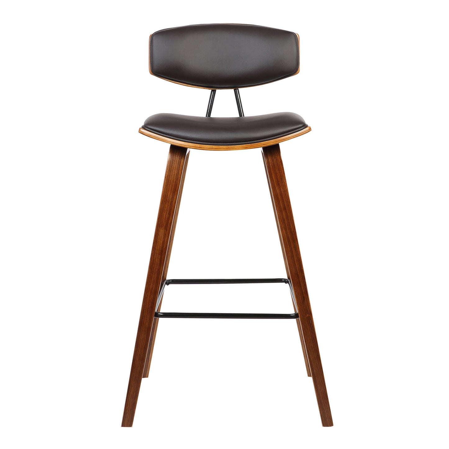 36" Brown Solid Wood Low Back Counter Height Bar Chair With Footrest